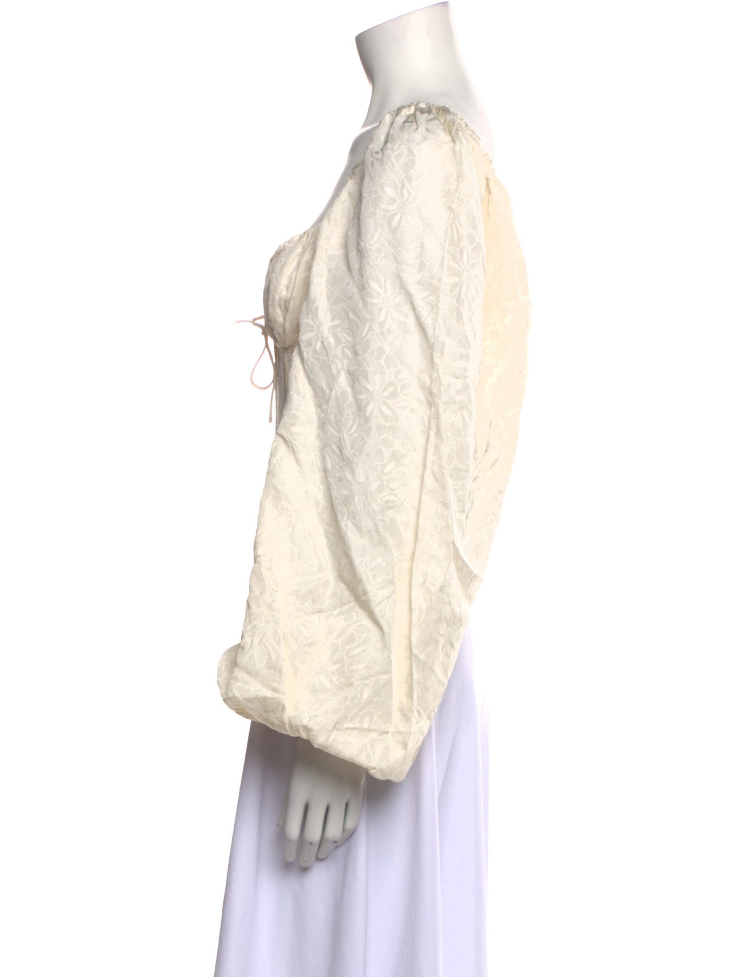 For Love & Lemons Square Neckline Long Sleeve Crop Top