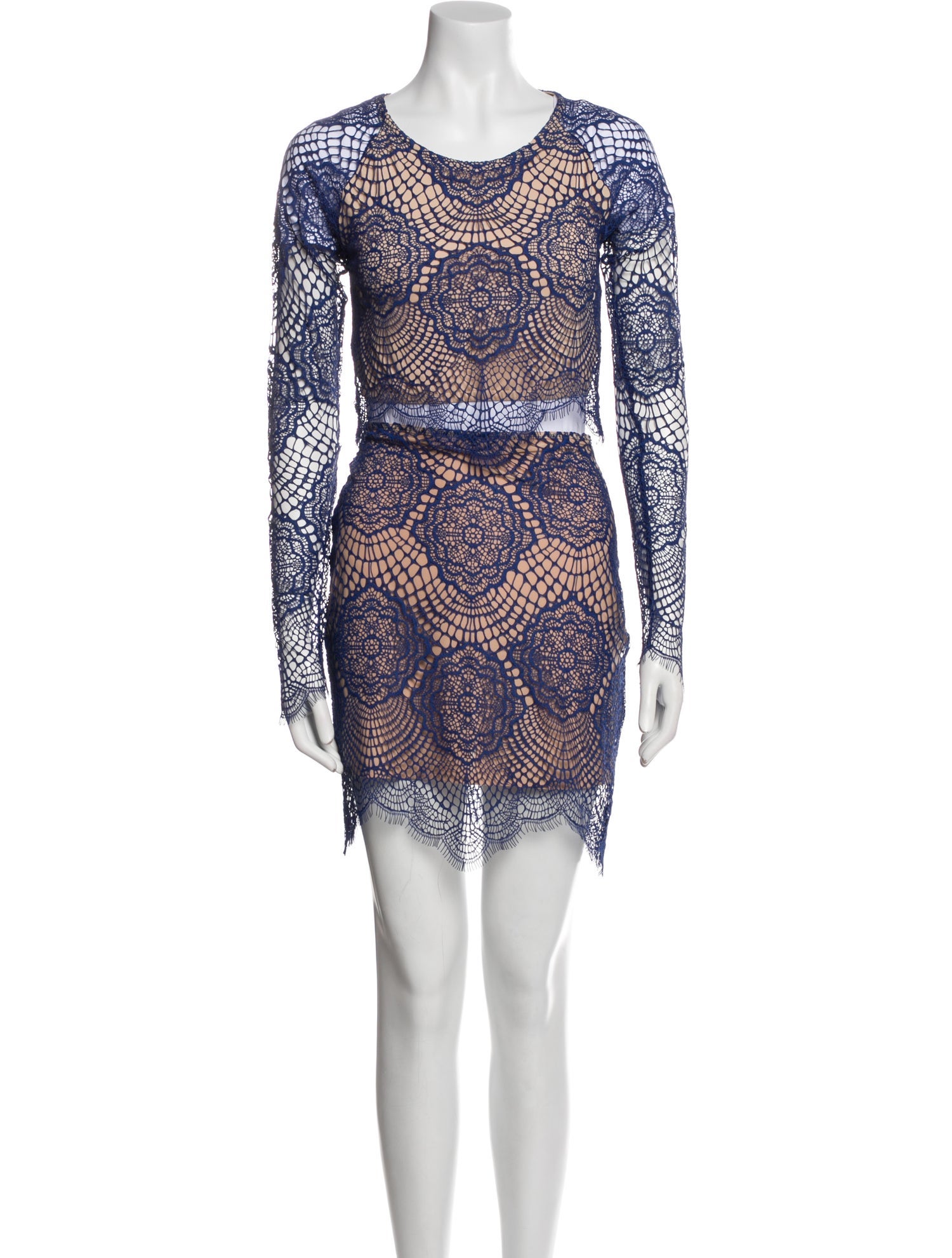 For Love & Lemons Nylon Lace Pattern Skirt Set