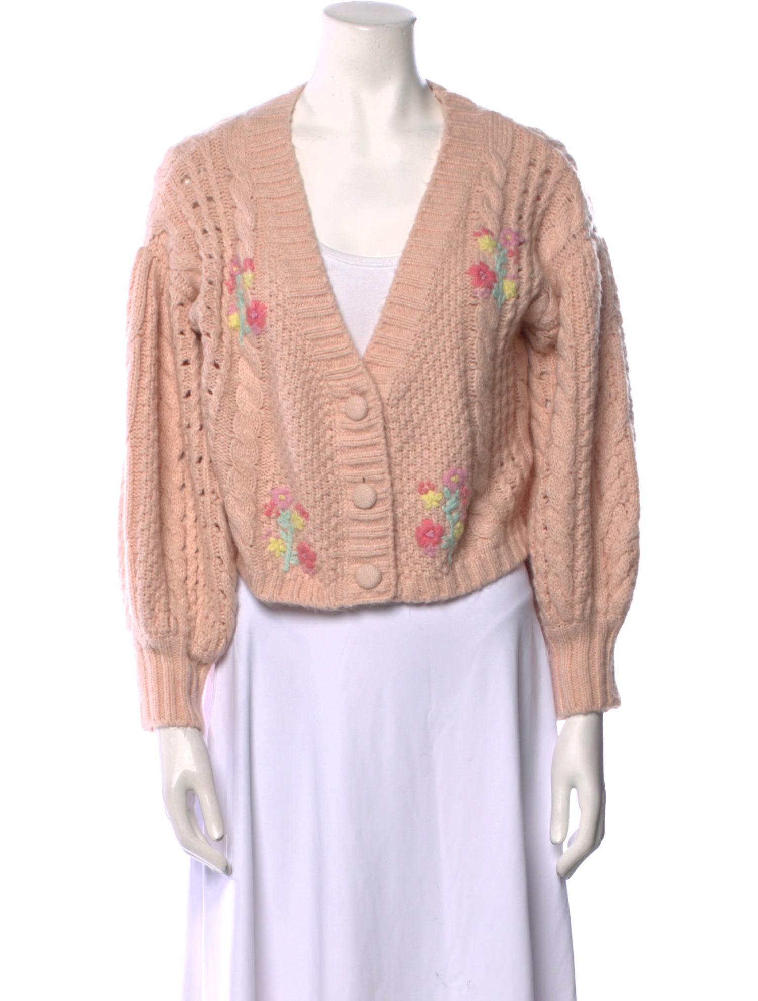 For Love & Lemons Floral Print V-Neck Sweater