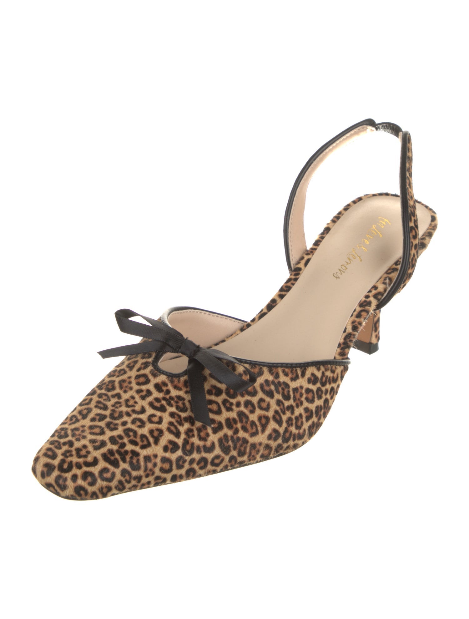 For Love & Lemons Calf Hair Animal Print Slingback Pumps