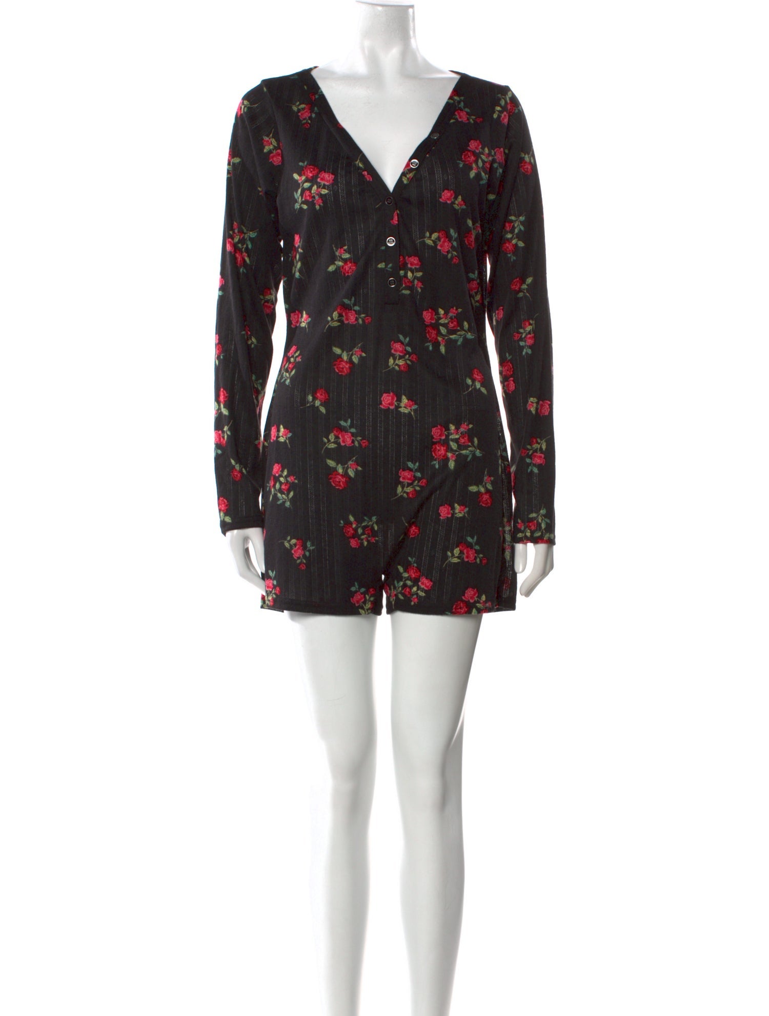 For Love & Lemons Floral Print V-Neck Romper