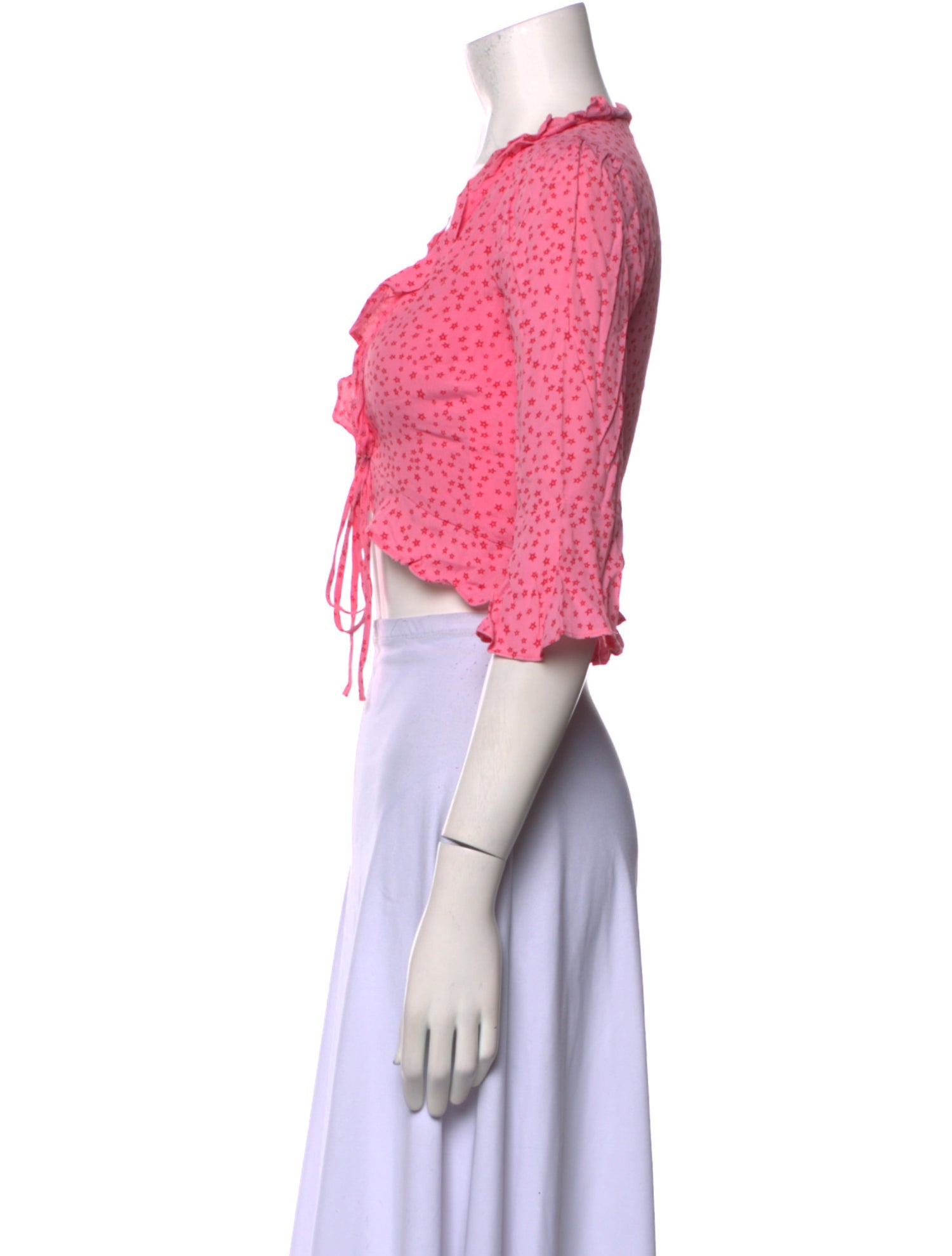 For Love & Lemons Floral Print V-Neck Crop Top