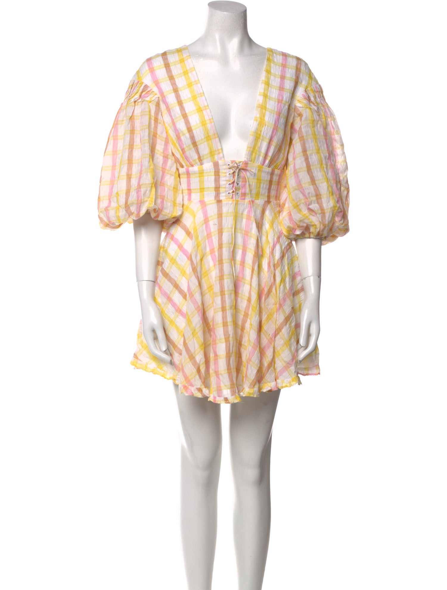 For Love & Lemons Plaid Print Mini Dress