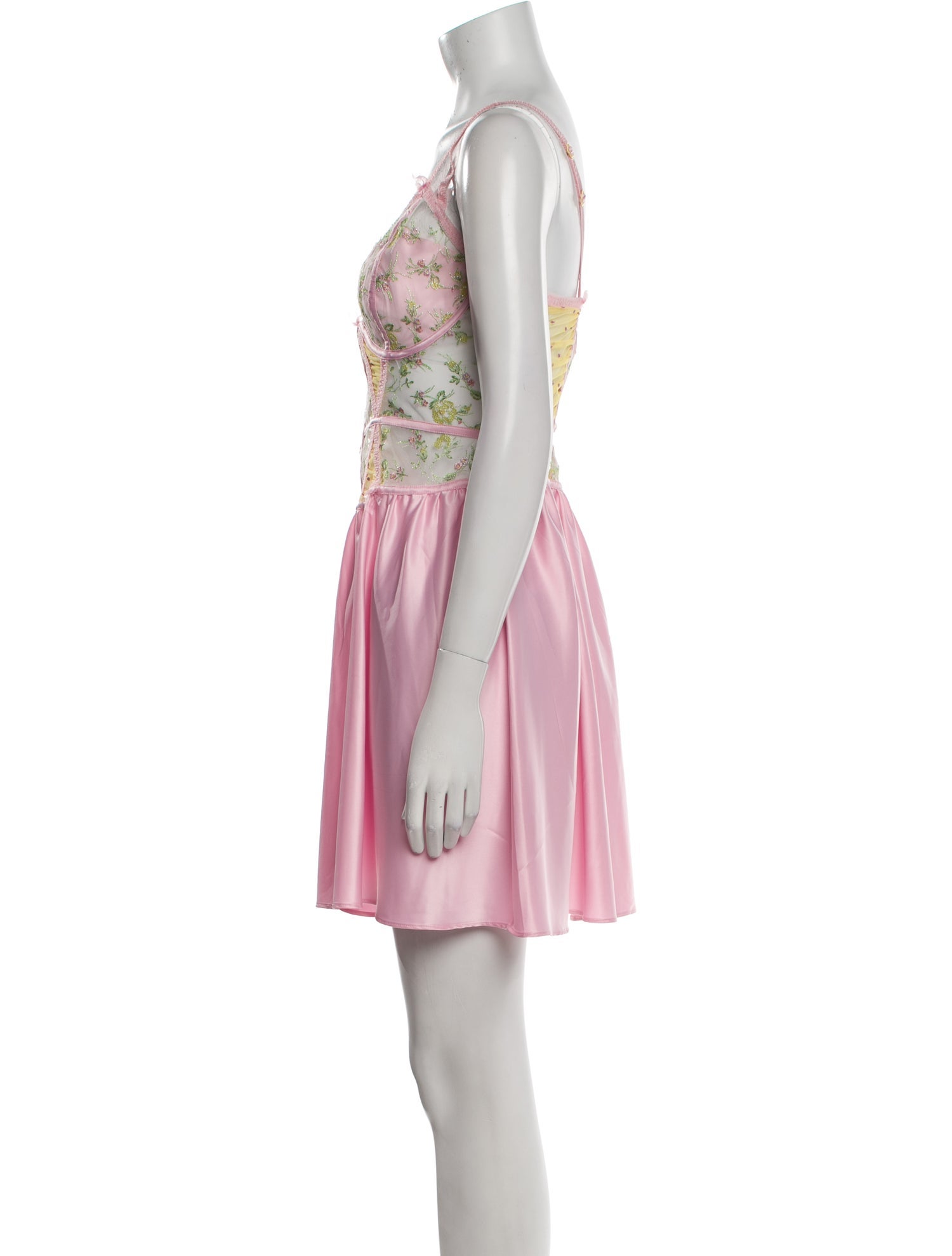 For Love & Lemons Lace Pattern Mesh Accents Nightgown