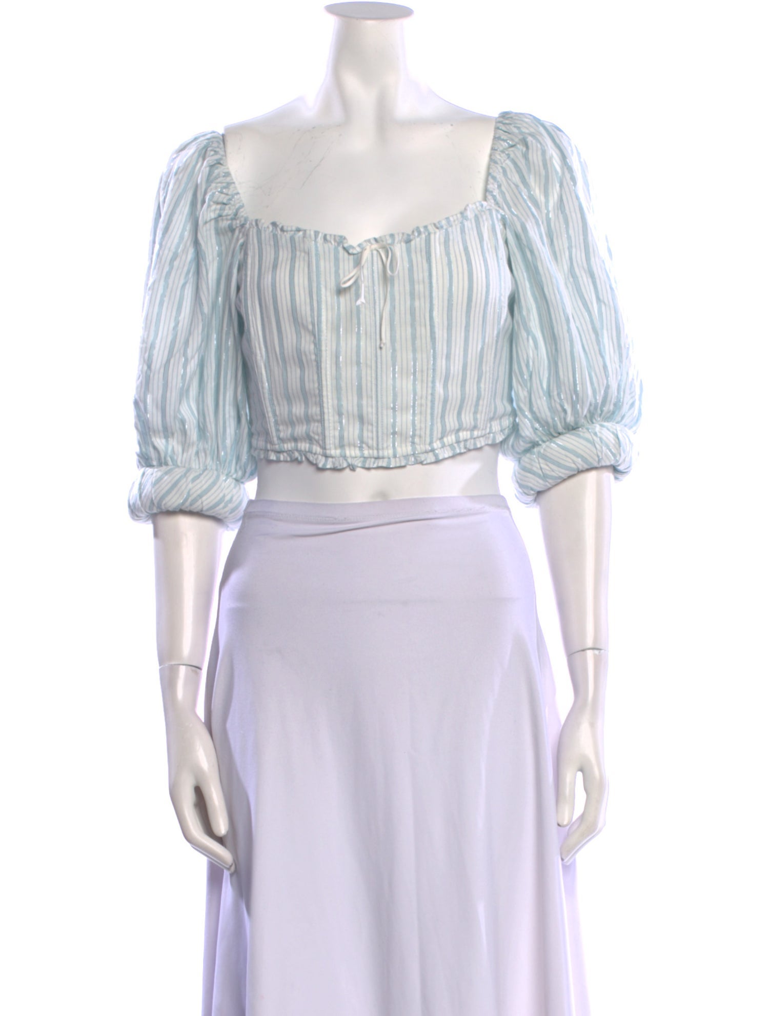 For Love & Lemons Striped Off-The-Shoulder Crop Top