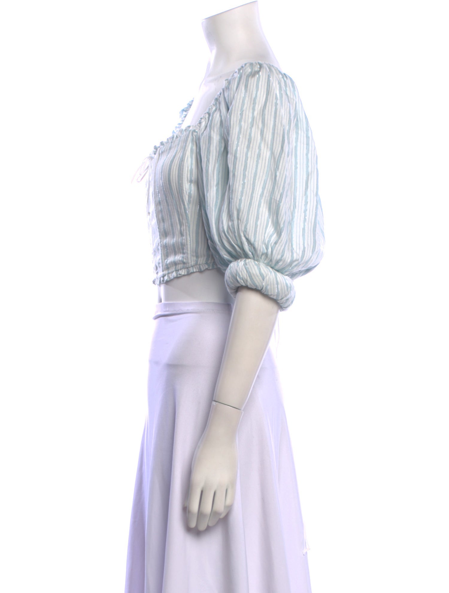 For Love & Lemons Striped Off-The-Shoulder Crop Top