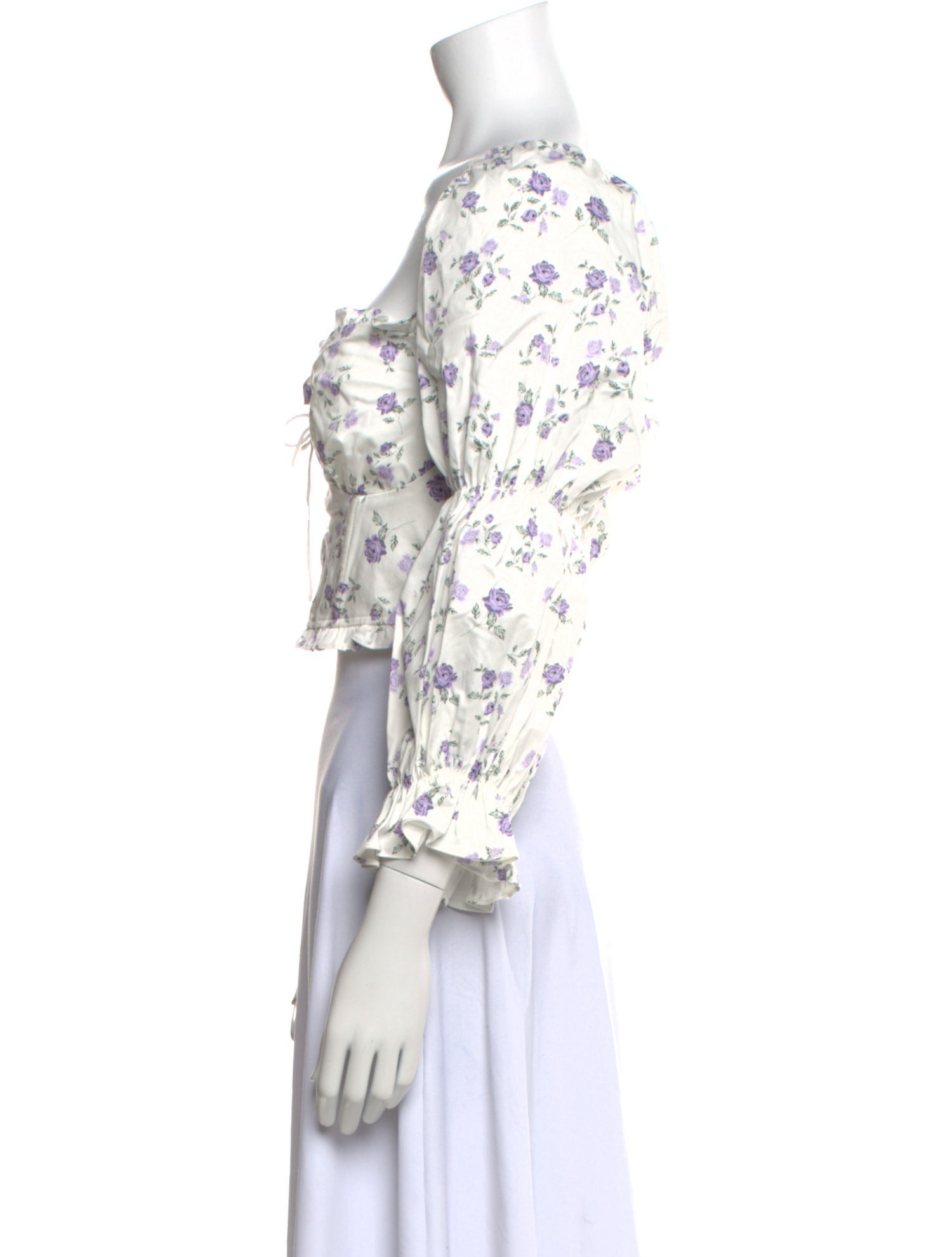 For Love & Lemons Floral Print Square Neckline Crop Top