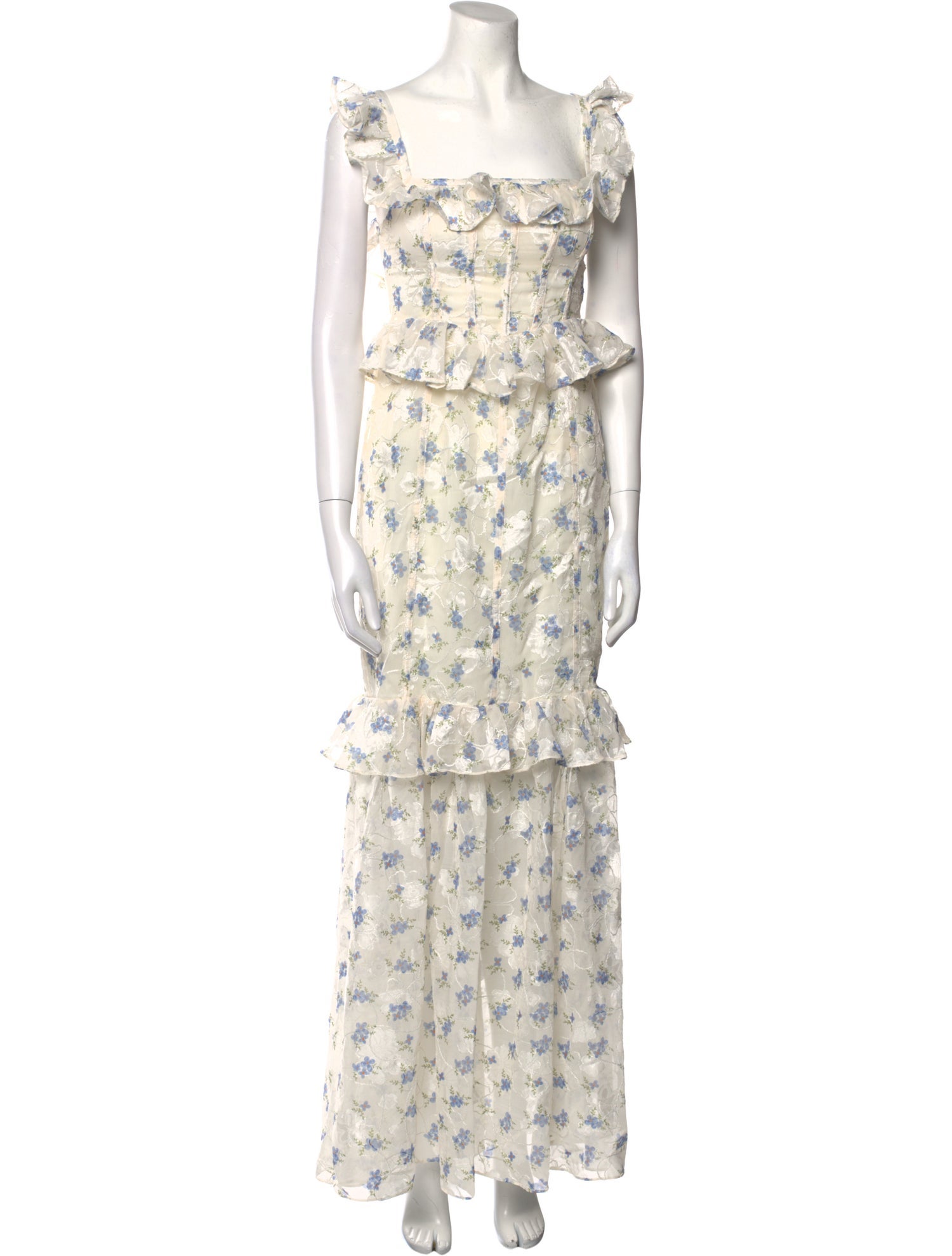 For Love & Lemons Floral Print Long Dress