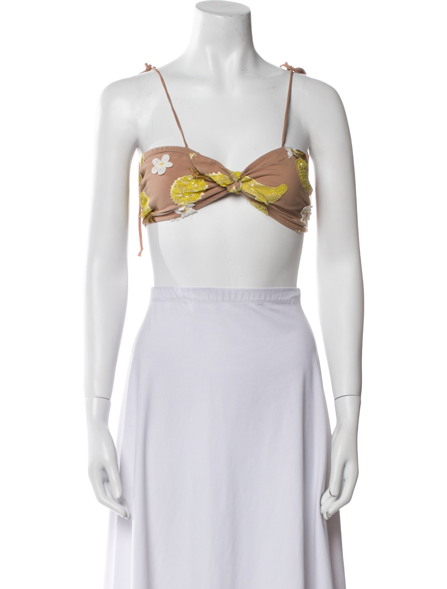 For Love & Lemons Printed Square Neckline Crop Top