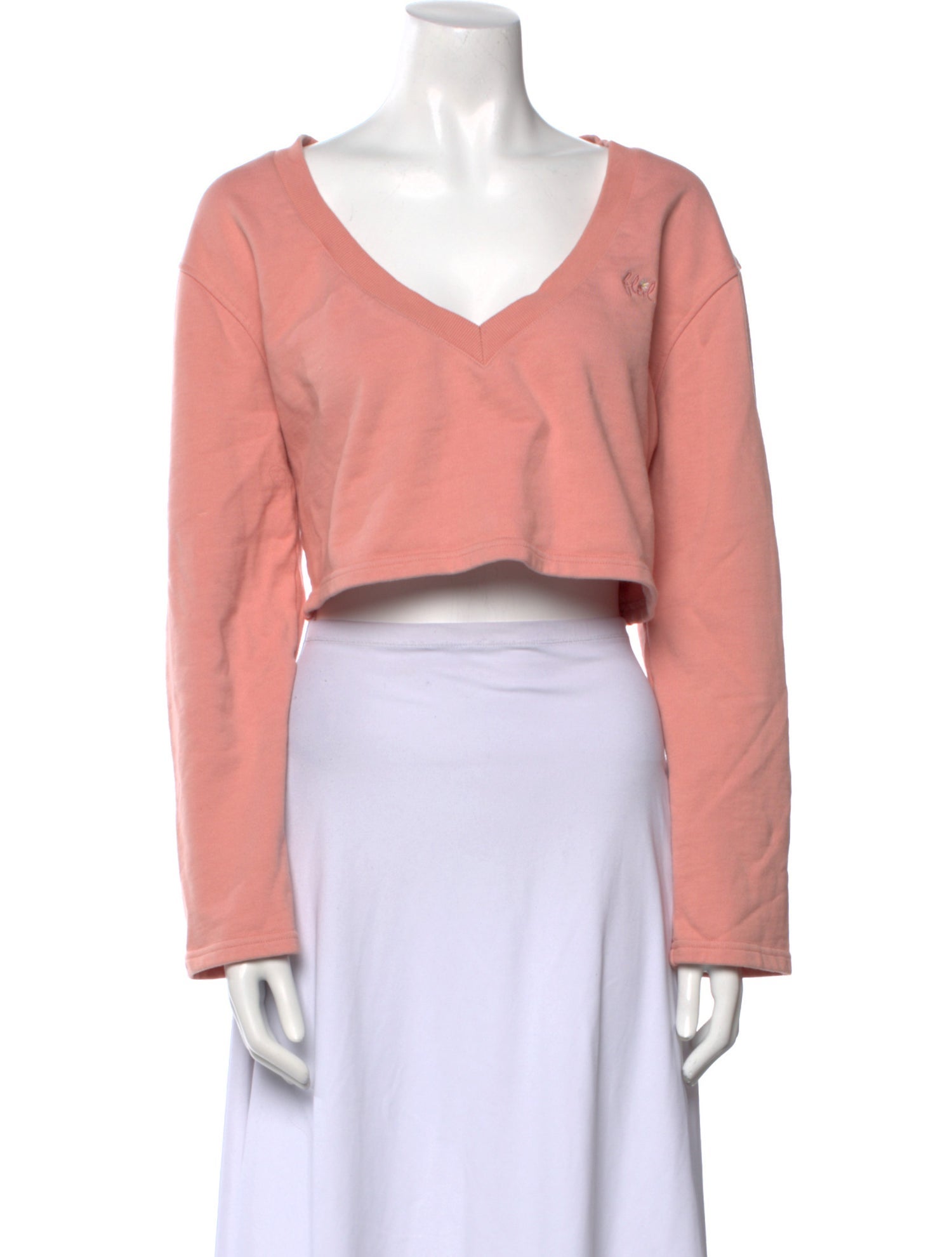 For Love & Lemons V-Neck Long Sleeve Crop Top