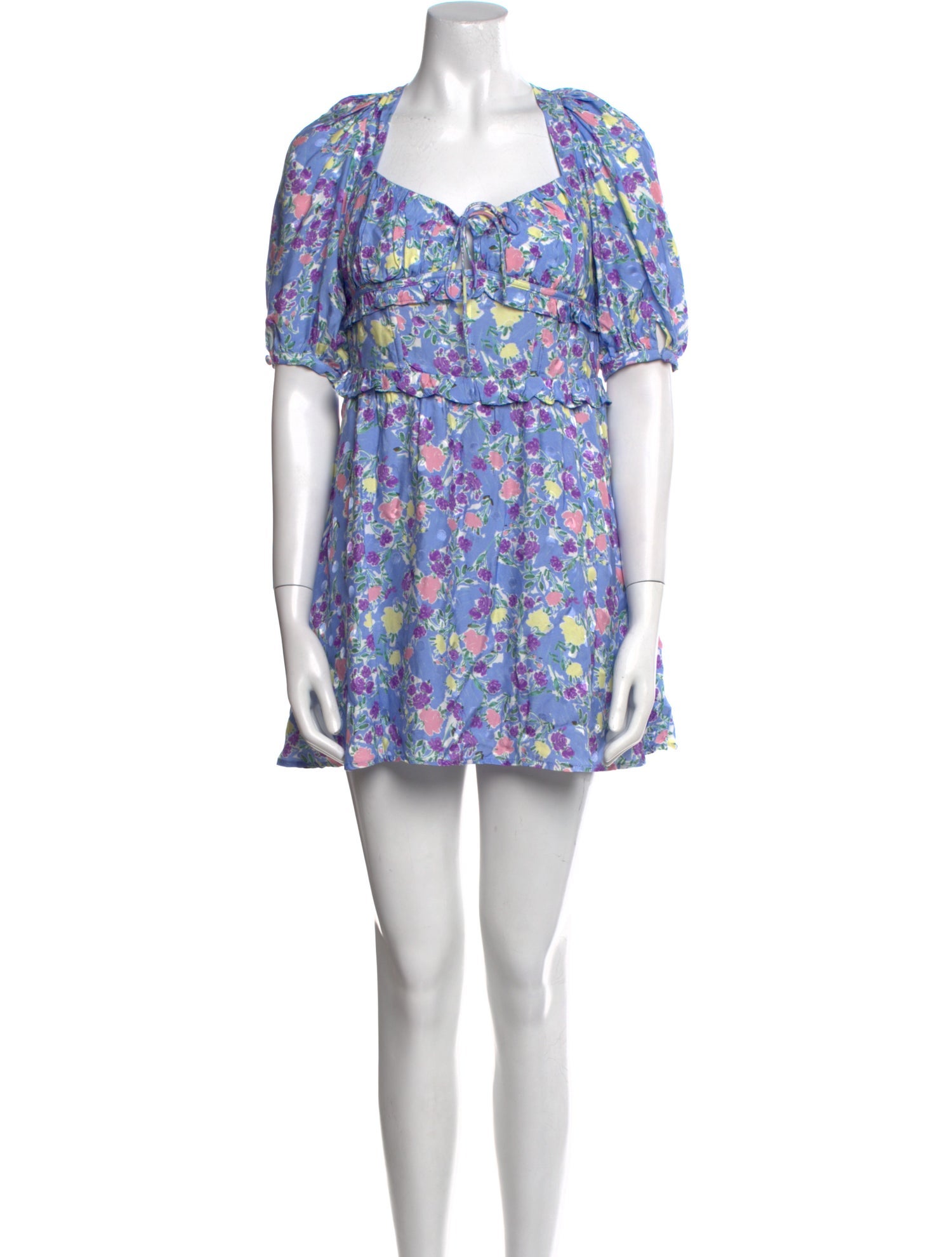 For Love & Lemons Floral Print Mini Dress - Blue Dresses, Clothing -  WFLLE69279 | The RealReal