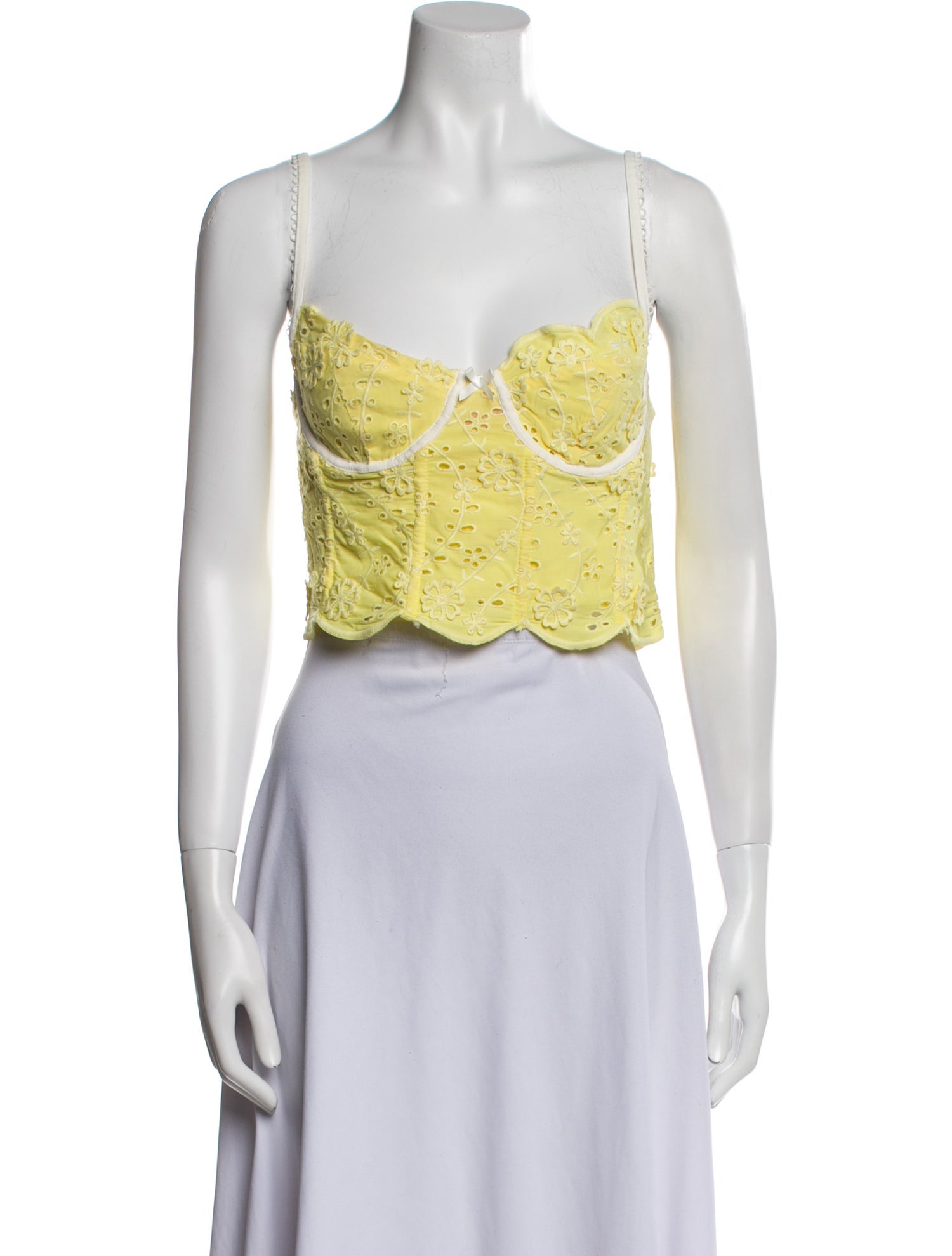 For Love & Lemons Bamboo Square Neckline Crop Top