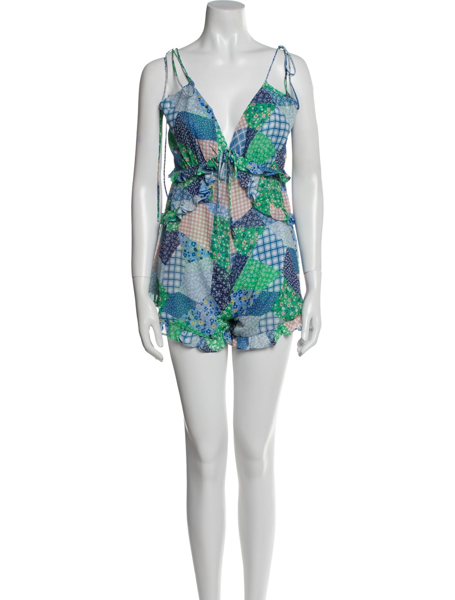 For Love & Lemons Printed V-Neck Romper