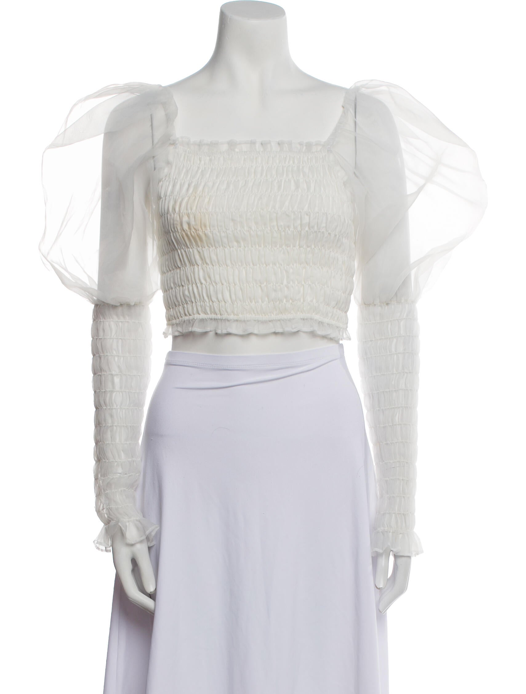 For Love & Lemons Square Neckline Short Sleeve Crop Top