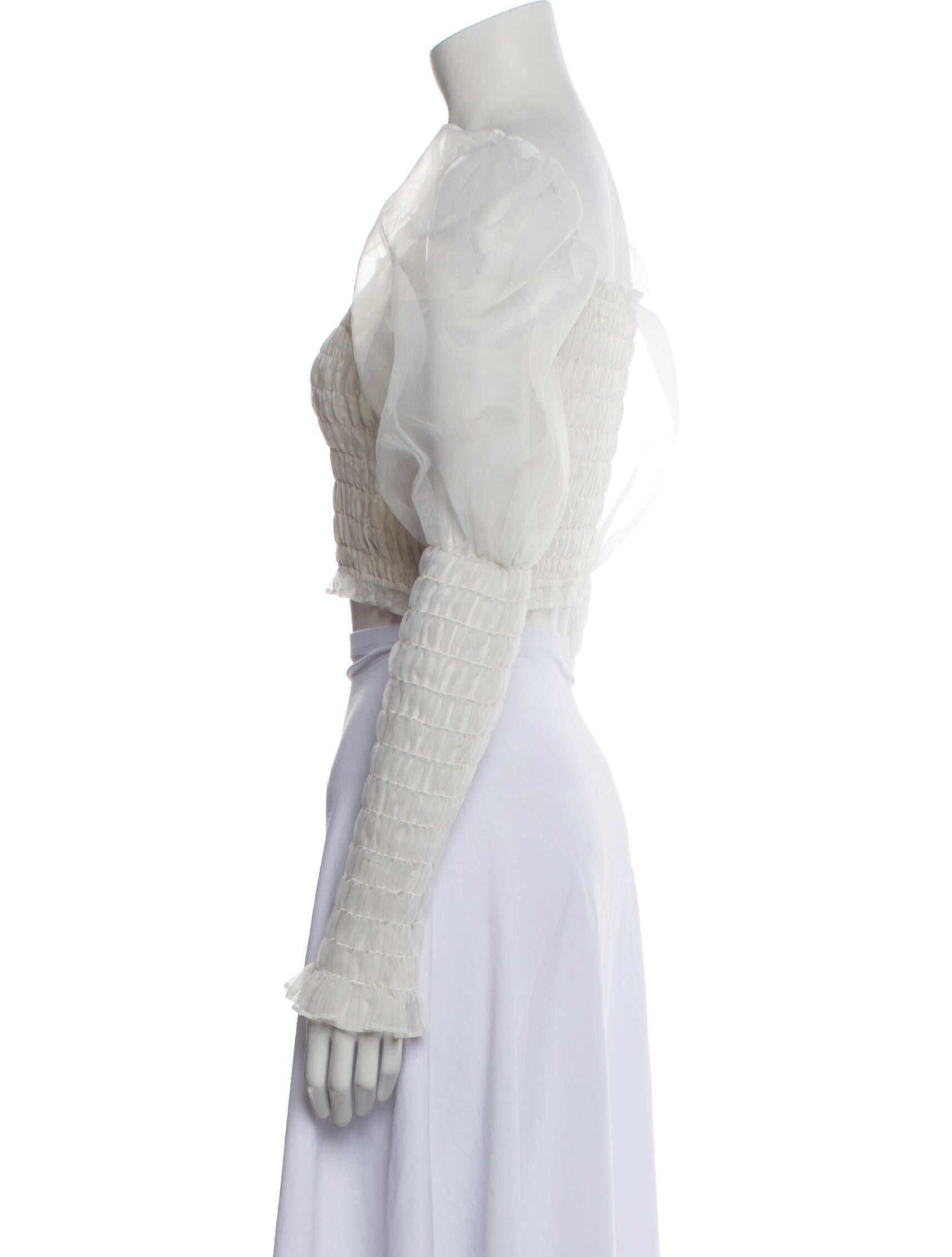 For Love & Lemons Square Neckline Short Sleeve Crop Top