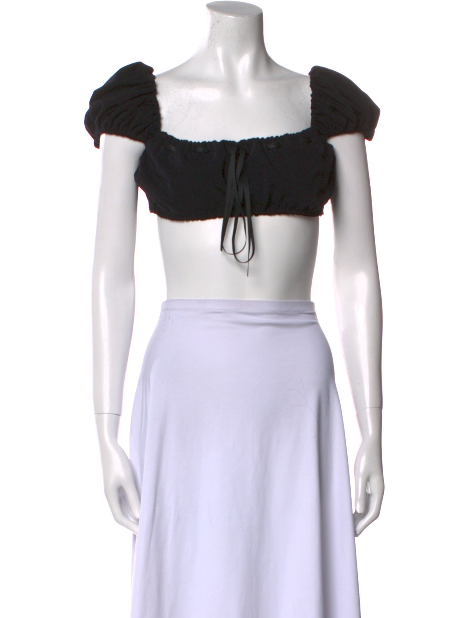 For Love & Lemons Square Neckline Short Sleeve Crop Top