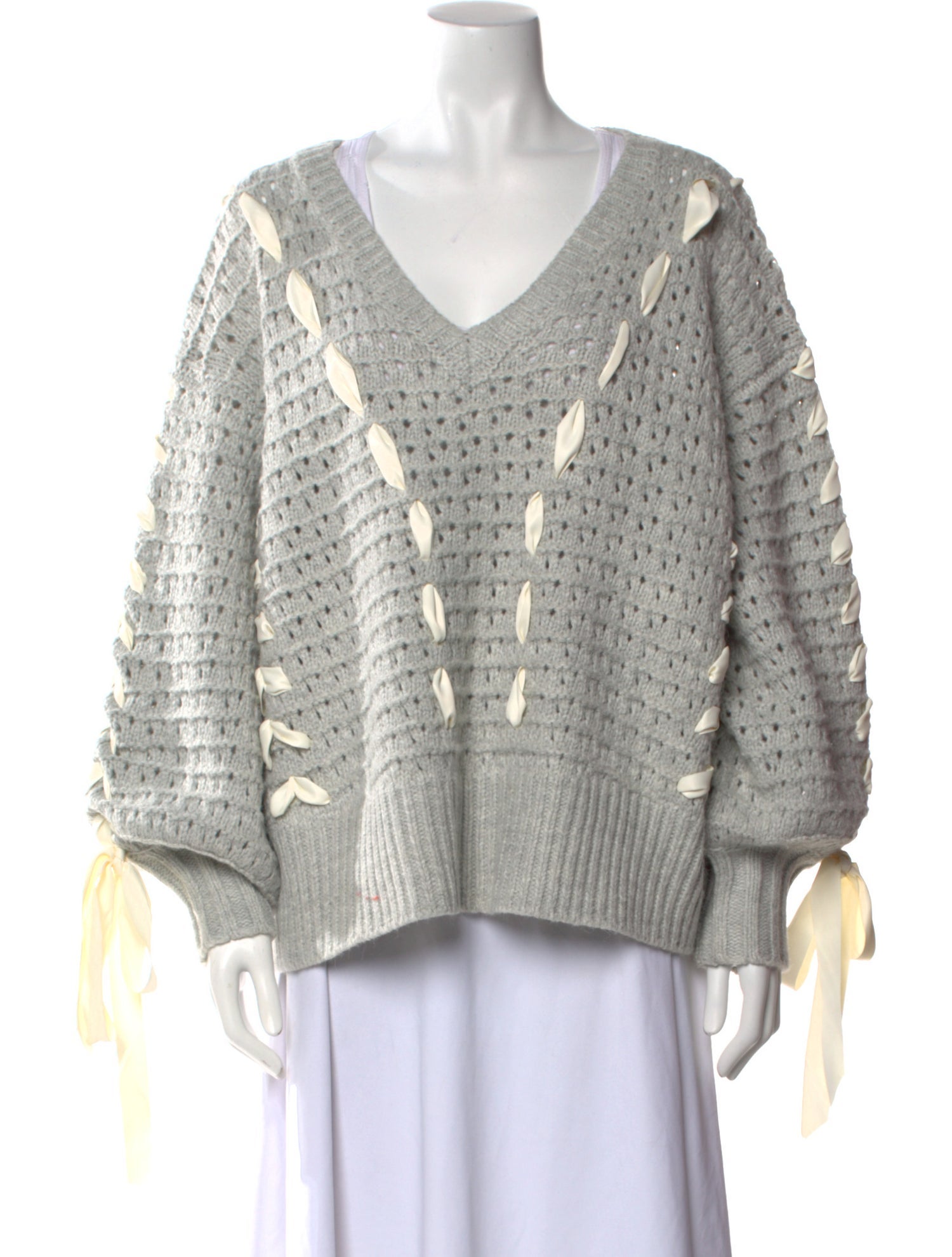 For Love & Lemons Striped V-Neck Sweater