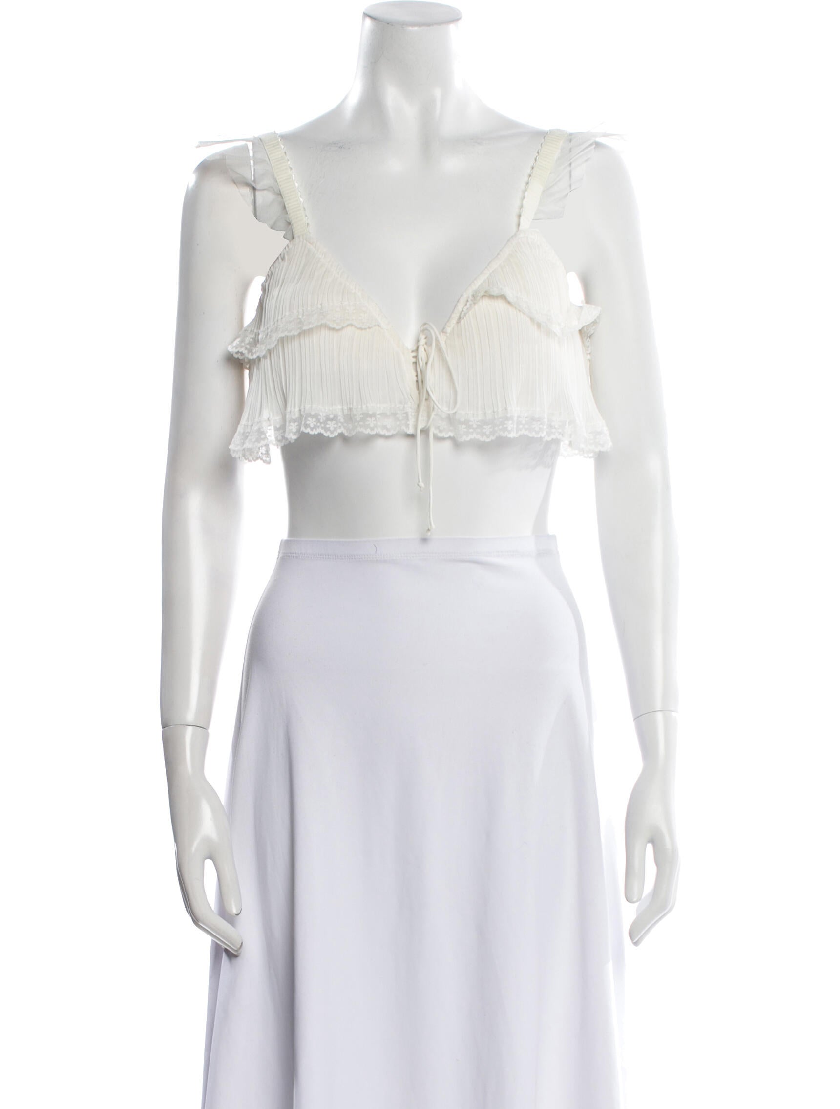 For Love & Lemons Linen V-Neck Crop Top