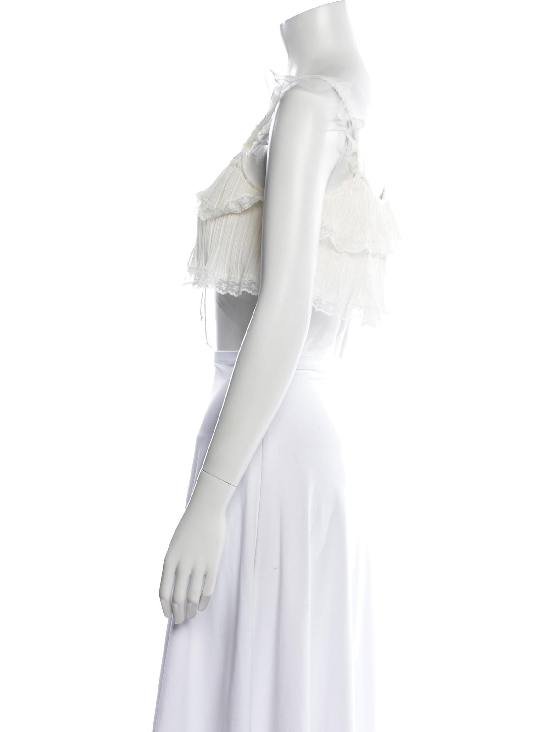 For Love & Lemons Linen V-Neck Crop Top