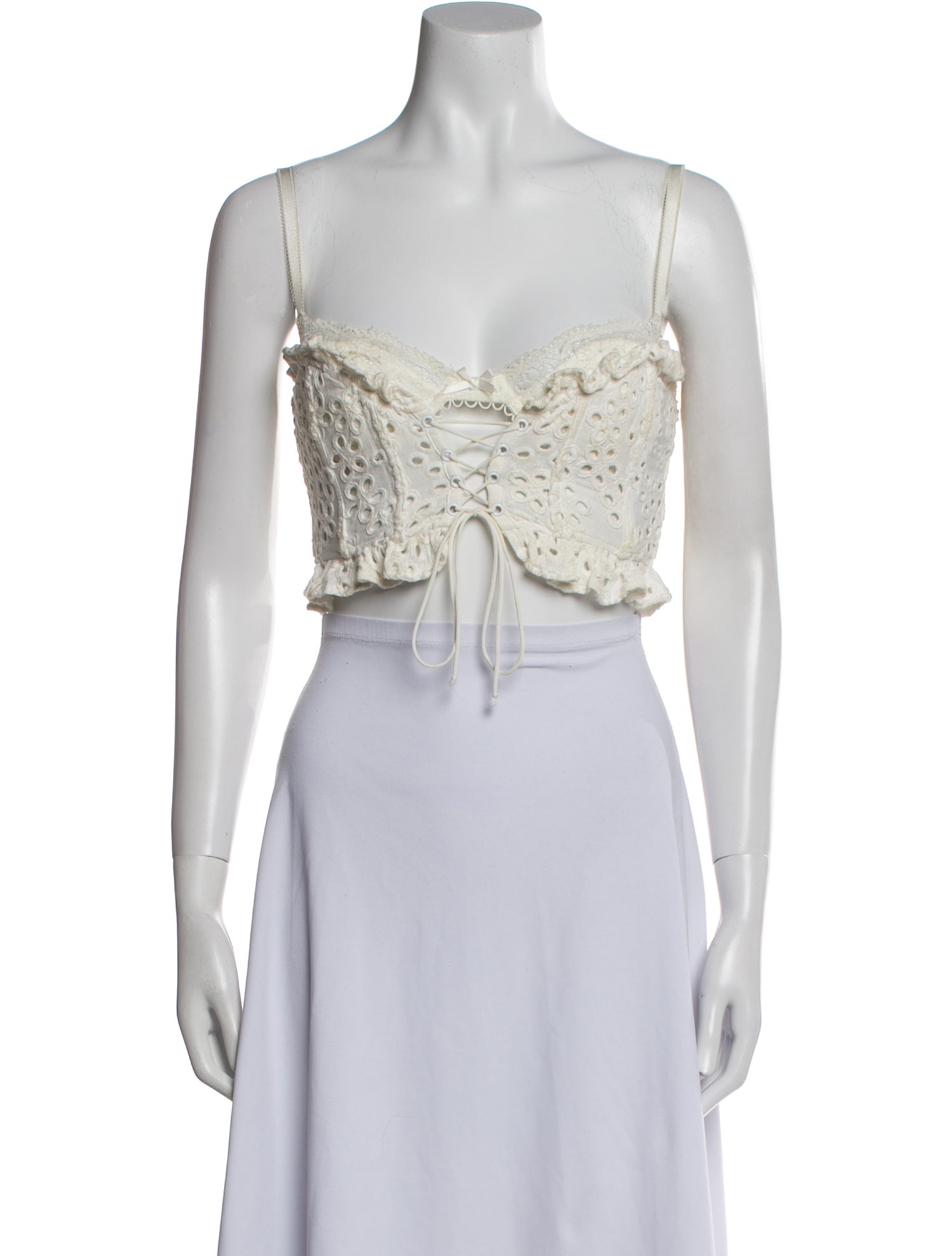 For Love & Lemons Linen Square Neckline Crop Top