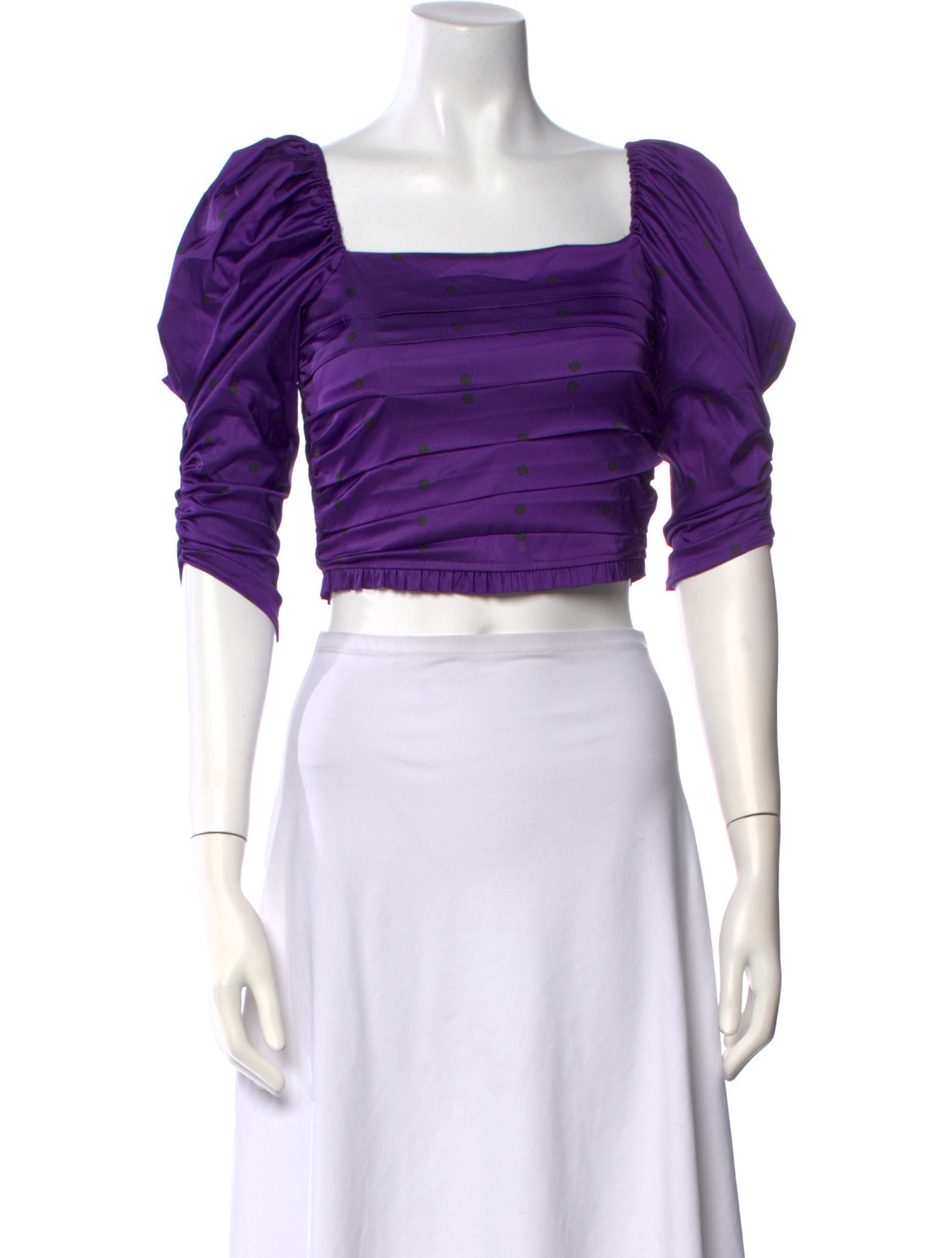 For Love & Lemons Square Neckline Three-Quarter Sleeve Crop Top