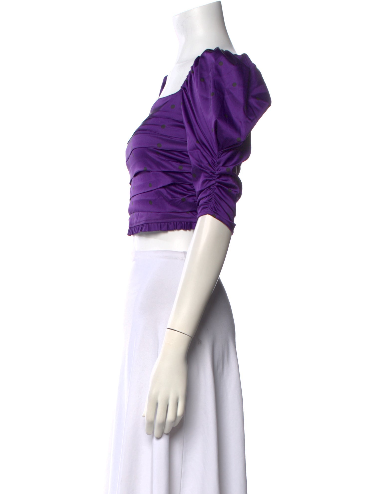 For Love & Lemons Square Neckline Three-Quarter Sleeve Crop Top