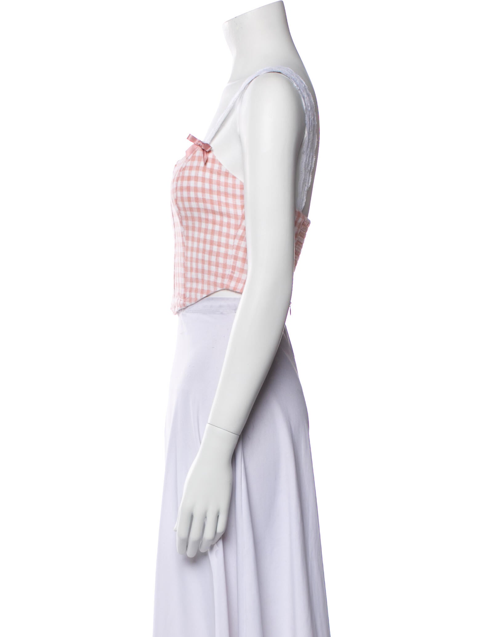 For Love & Lemons Linen Plaid Print Crop Top