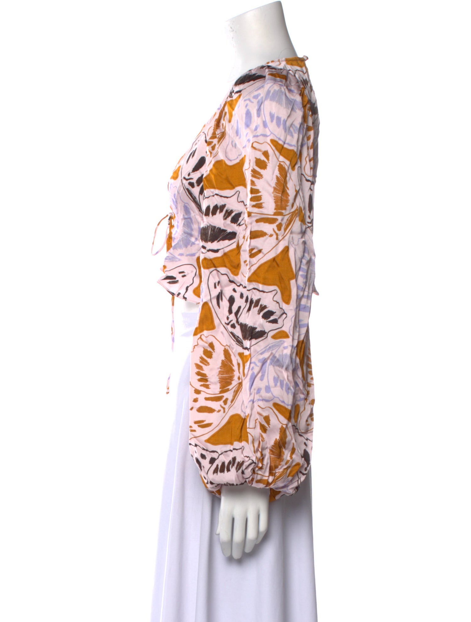 For Love & Lemons Floral Print V-Neck Crop Top