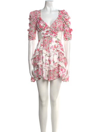 For Love & Lemons Floral Print Mini Dress