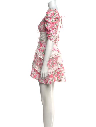 For Love & Lemons Floral Print Mini Dress