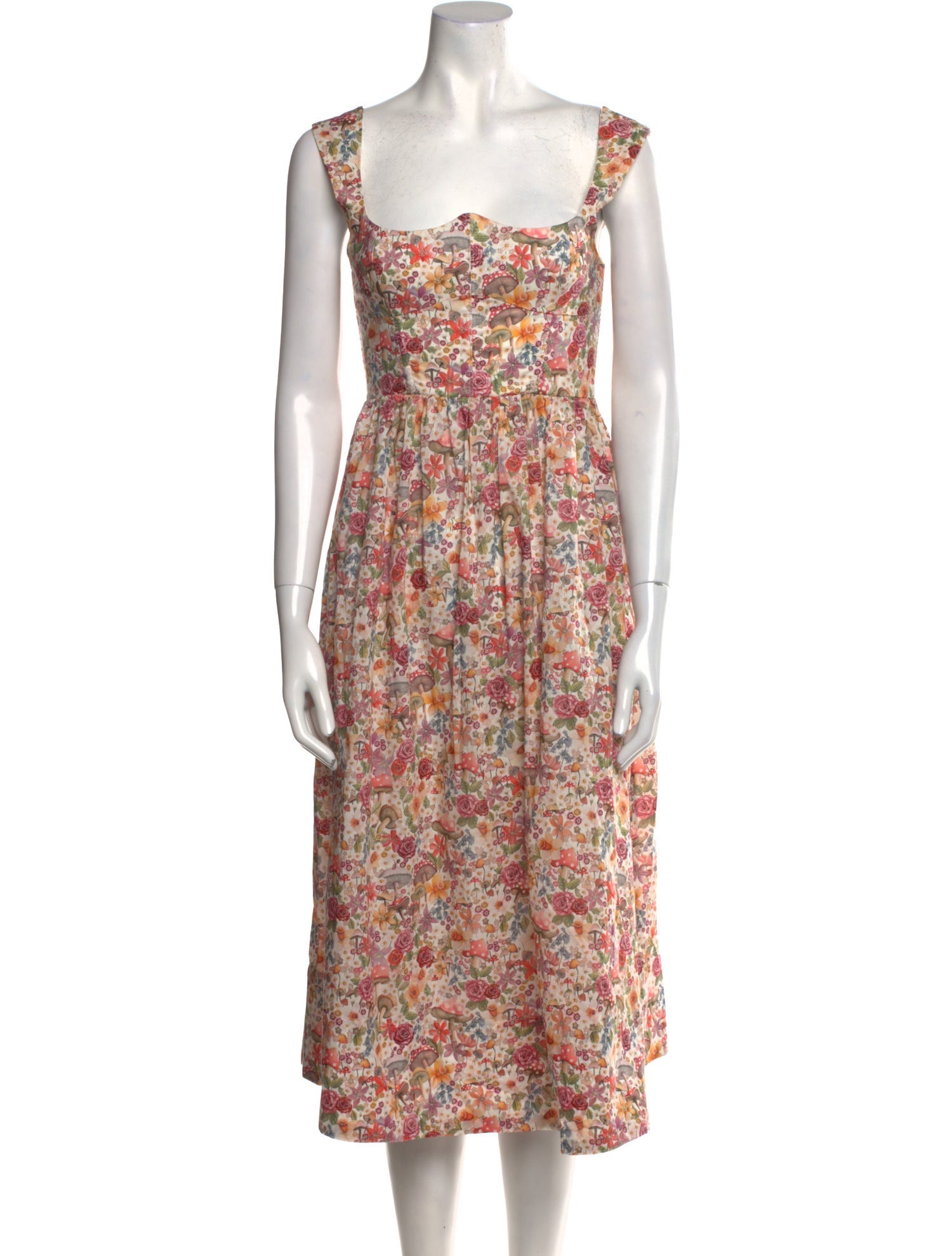 For Love & Lemons Floral Print Midi Length Dress