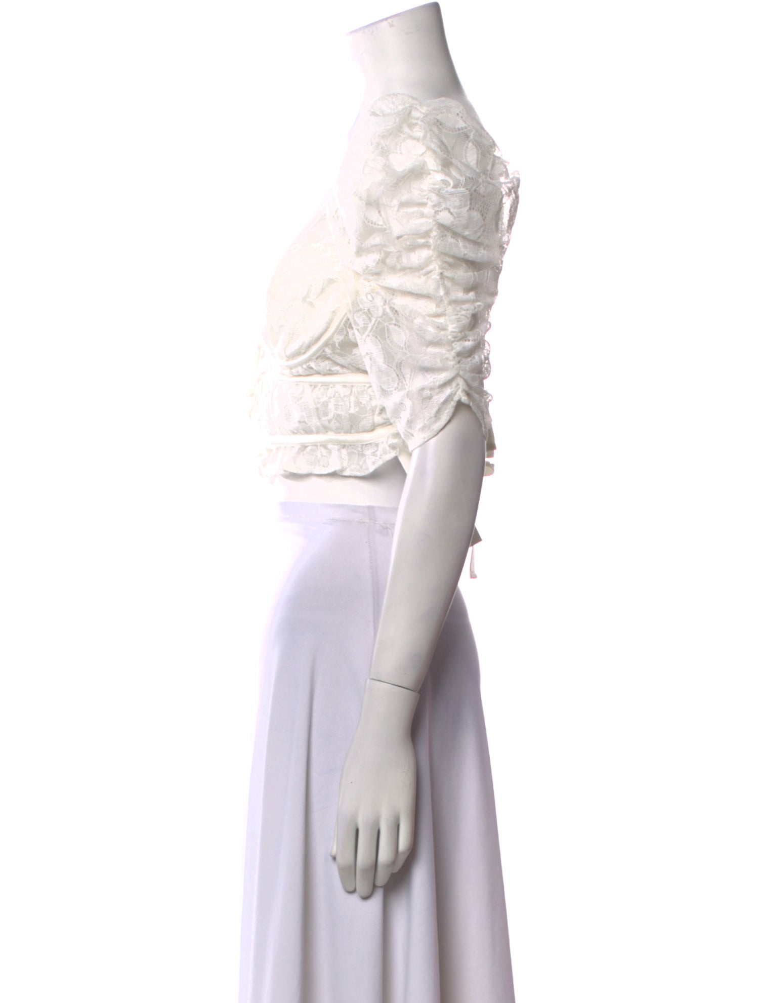 For Love & Lemons Square Neckline Short Sleeve Crop Top