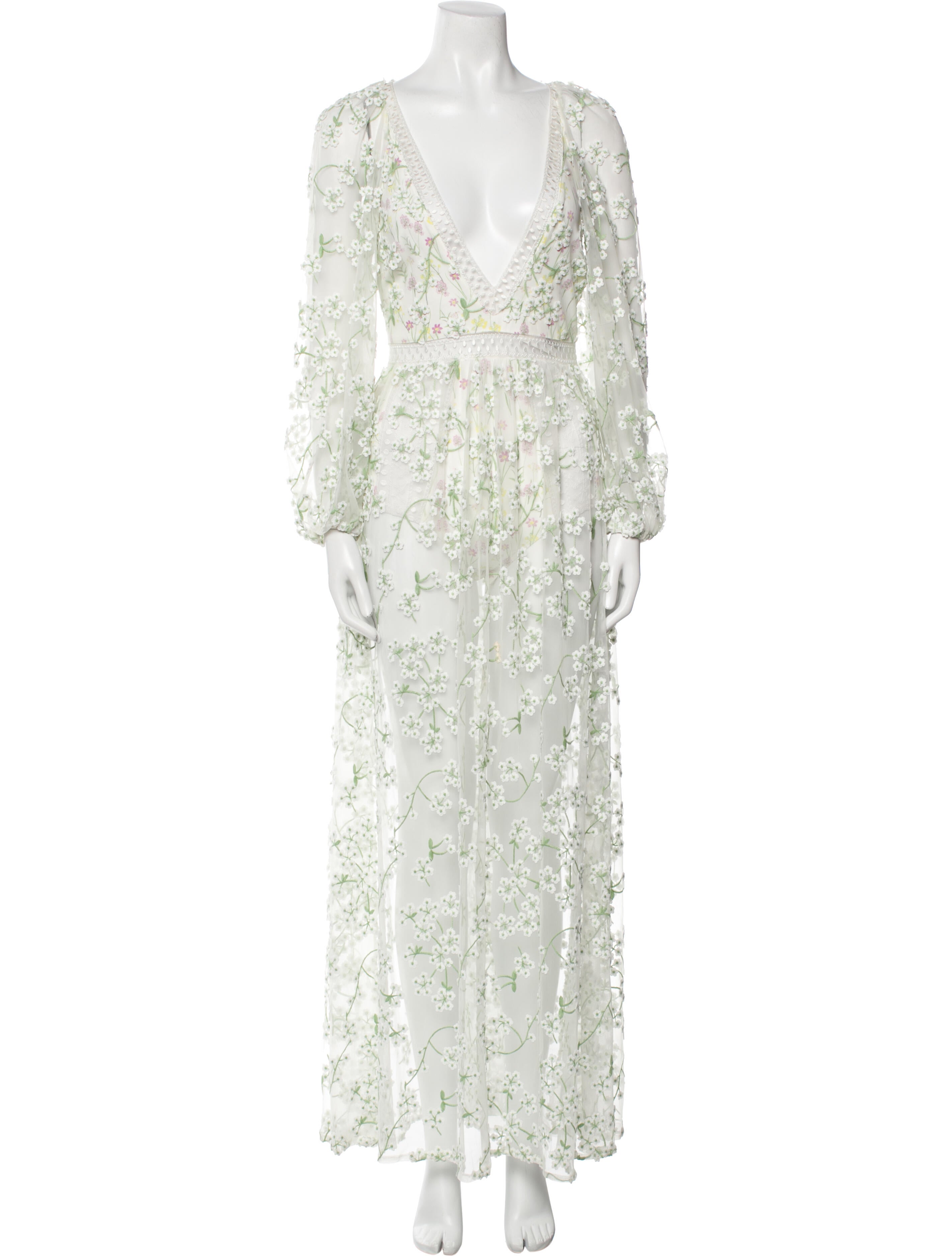 For Love & Lemons Lace Pattern Long Dress