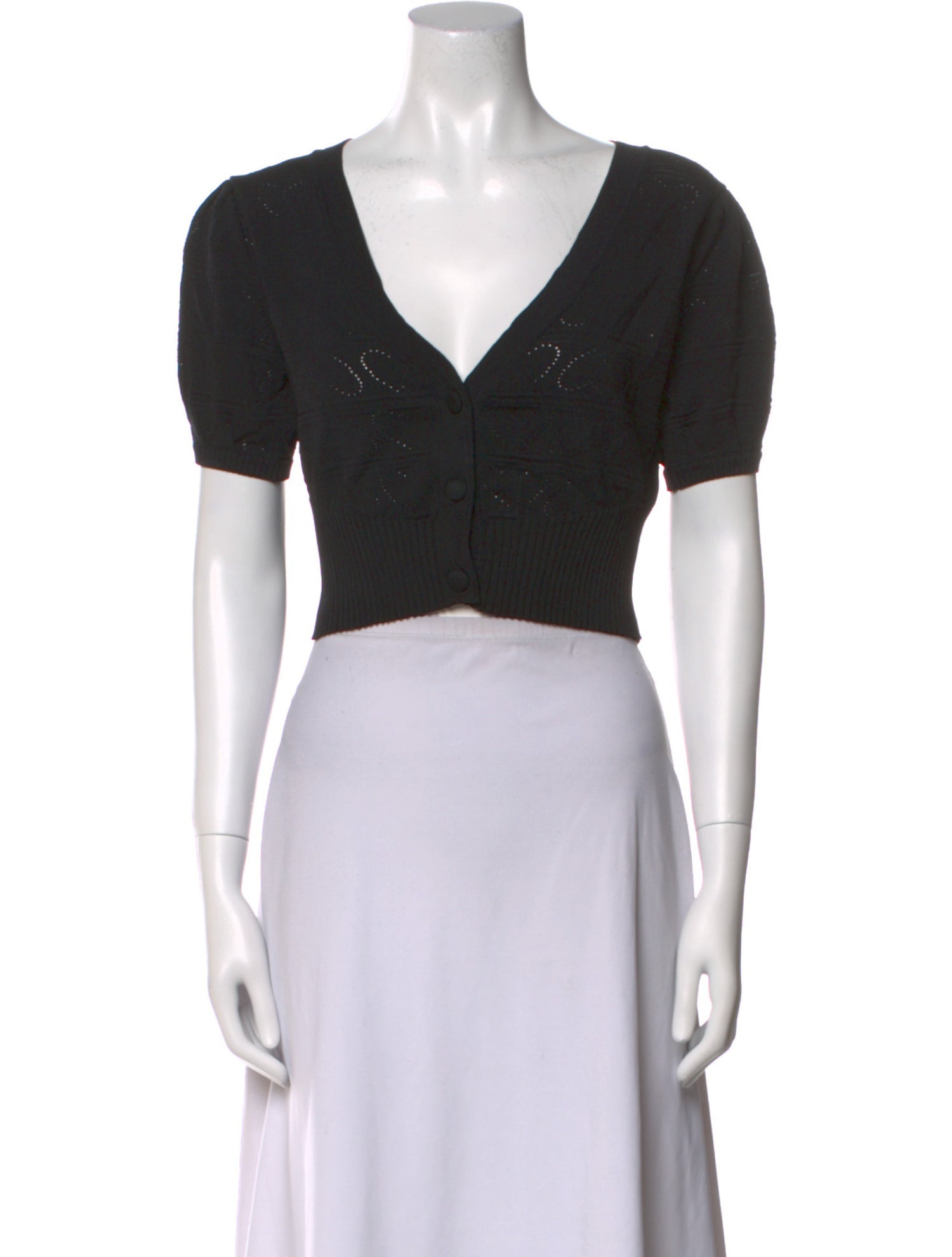 For Love & Lemons V-Neck Short Sleeve Crop Top