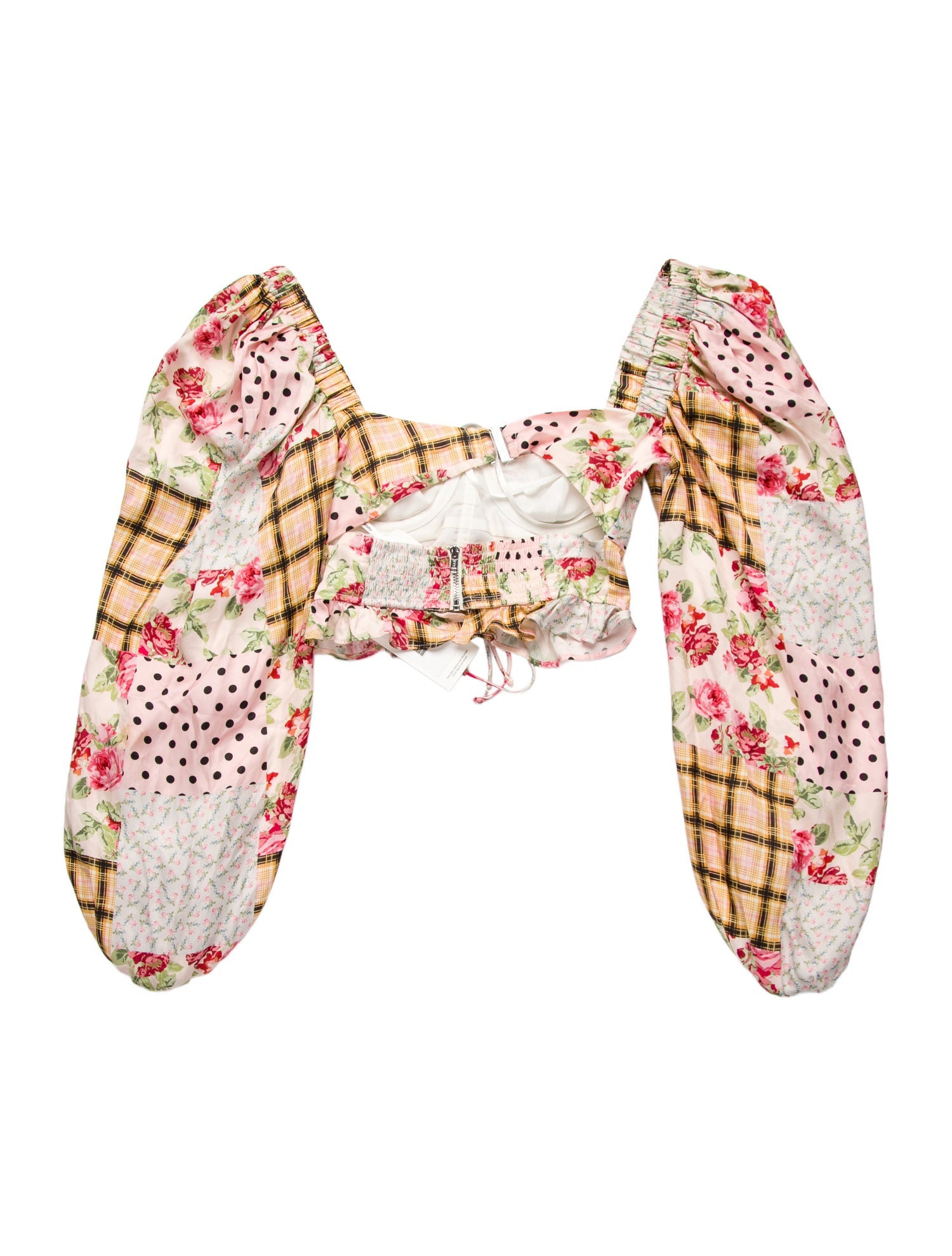 For Love & Lemons Floral Print Square Neckline Crop Top