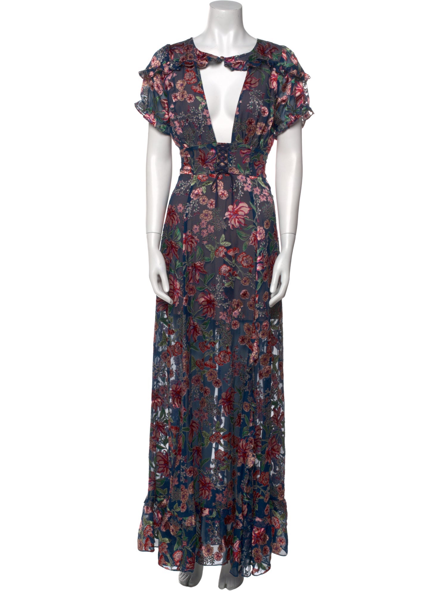 For Love & Lemons Floral Print Long Dress