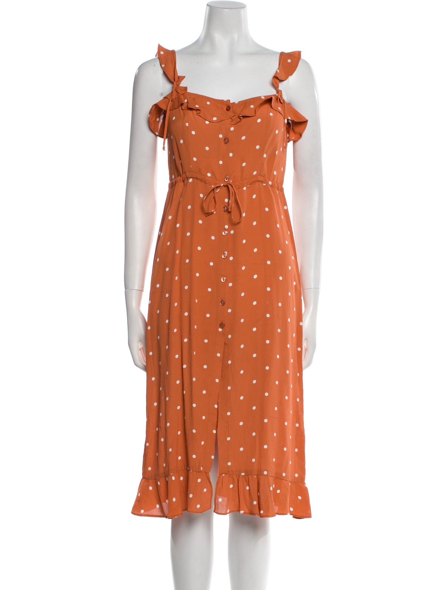 For Love & Lemons Polka Dot Print Knee-Length Dress