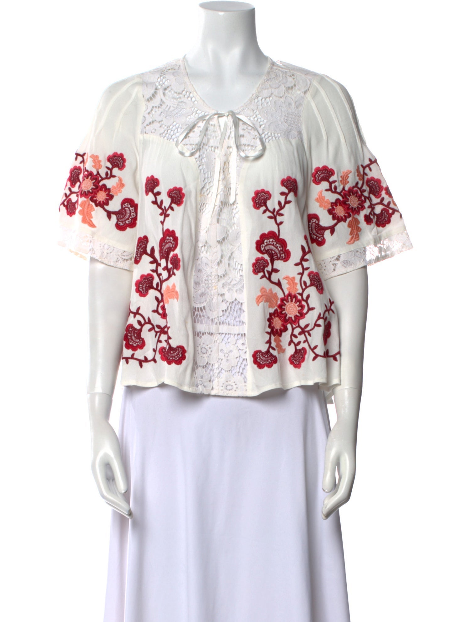 For Love & Lemons Floral Print Crew Neck Blouse