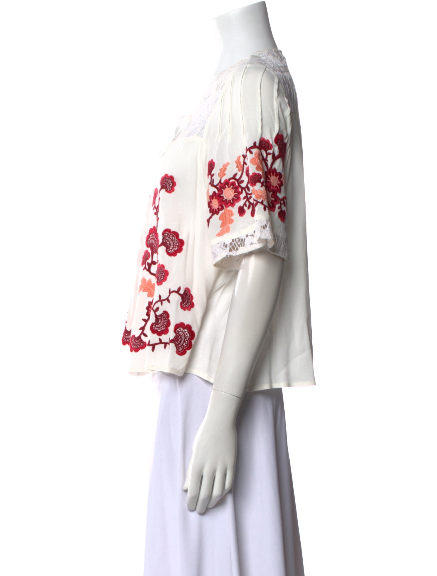 For Love & Lemons Floral Print Crew Neck Blouse