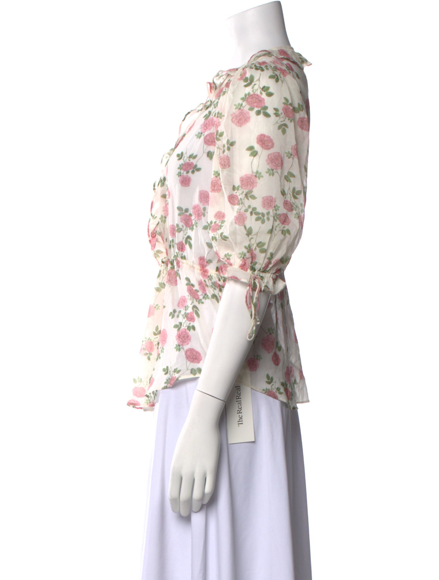 For Love & Lemons Silk Floral Print Blouse