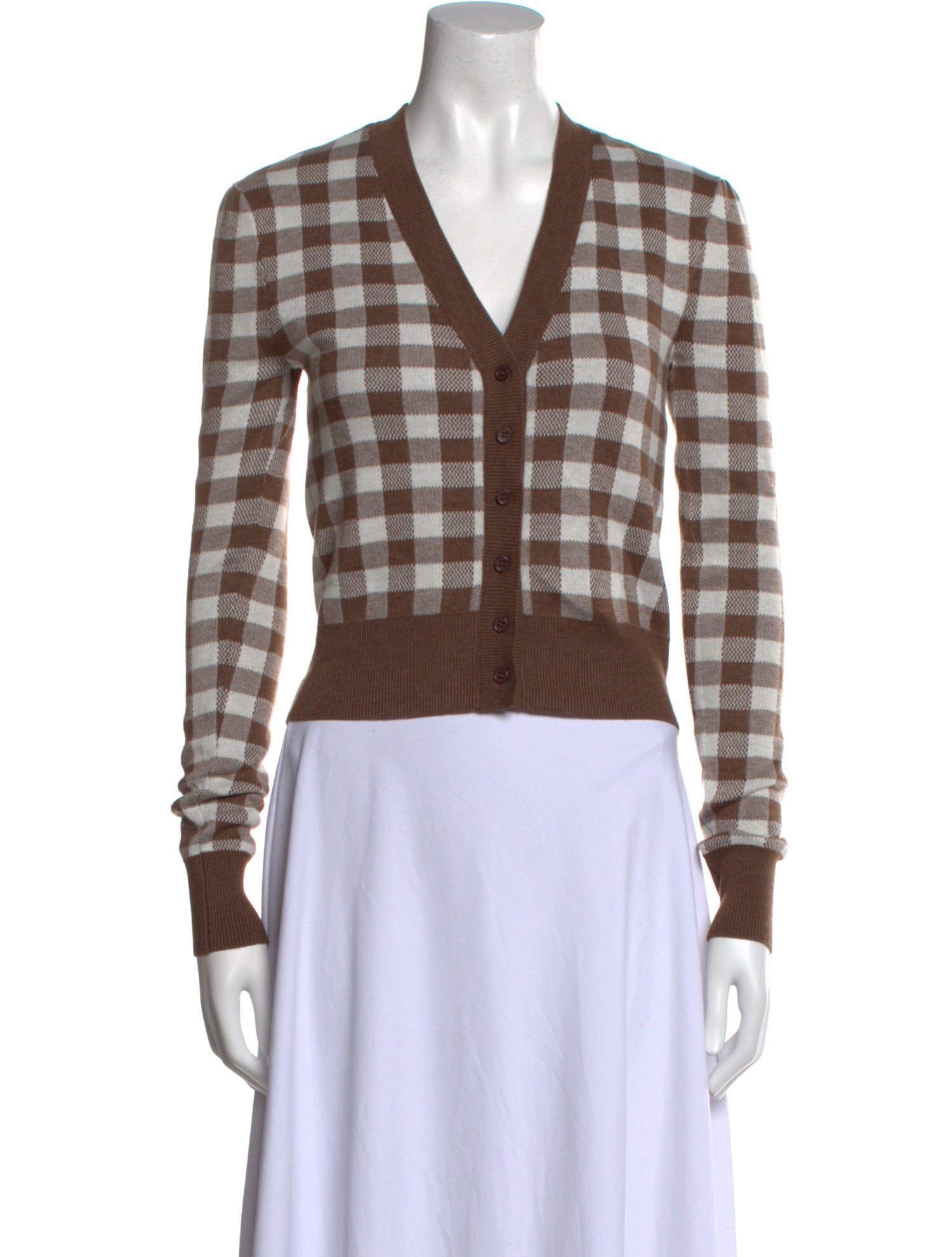 For Love & Lemons Plaid Print V-Neck Sweater