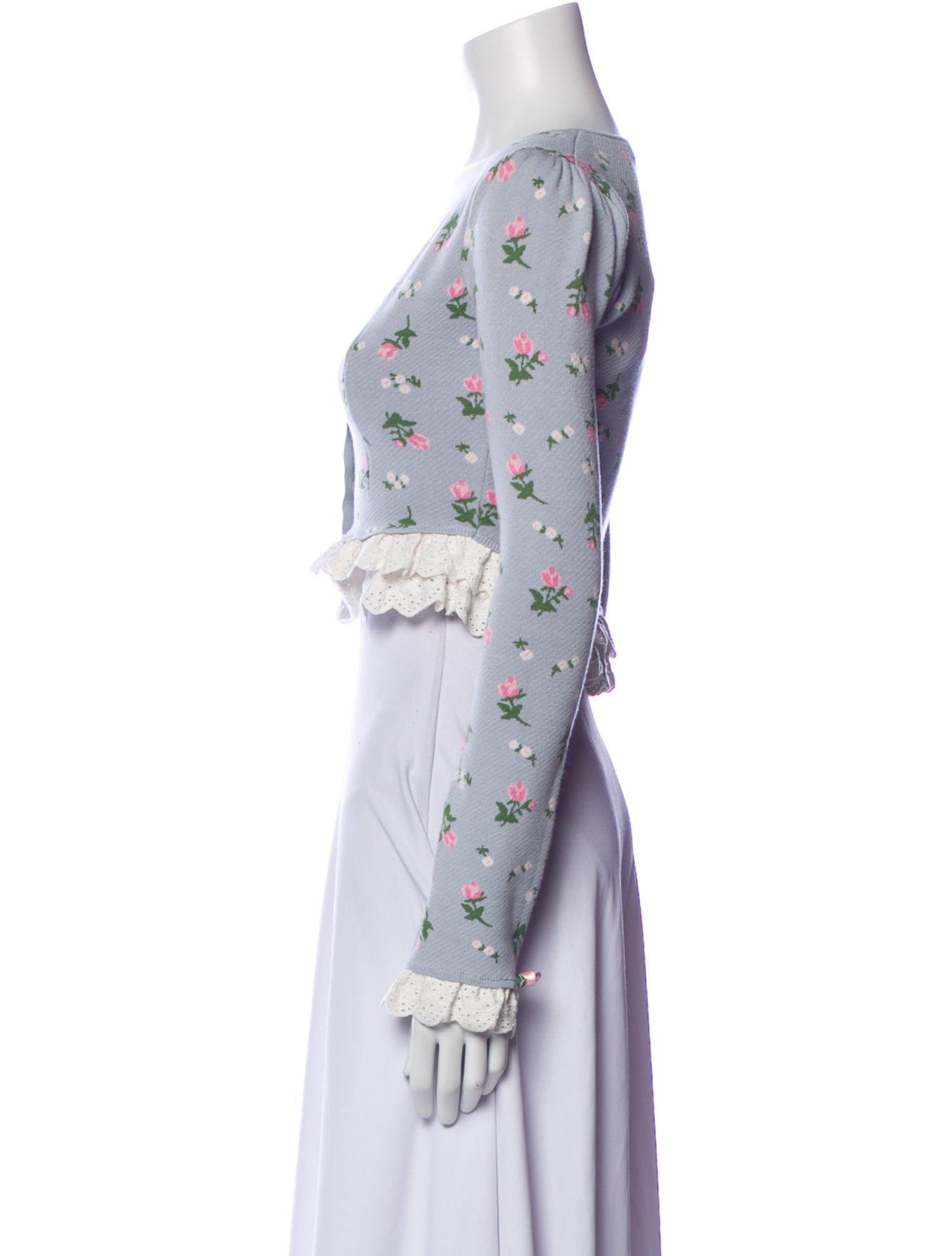 For Love & Lemons Floral Print Scoop Neck Sweater