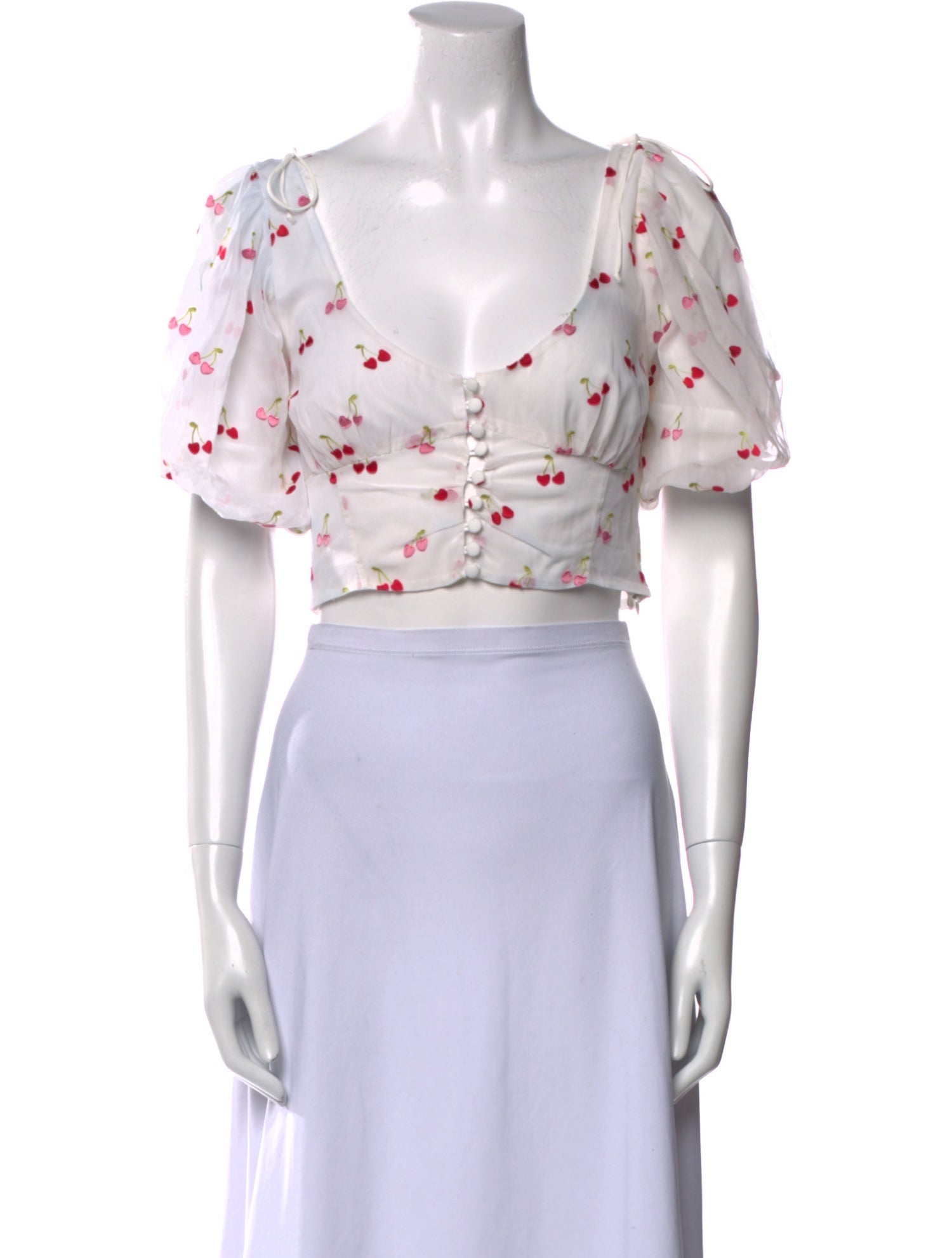 For Love & Lemons Printed V-Neck Crop Top