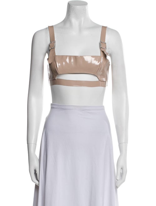 For Love & Lemons High Roller Latex Square Neckline Crop Top