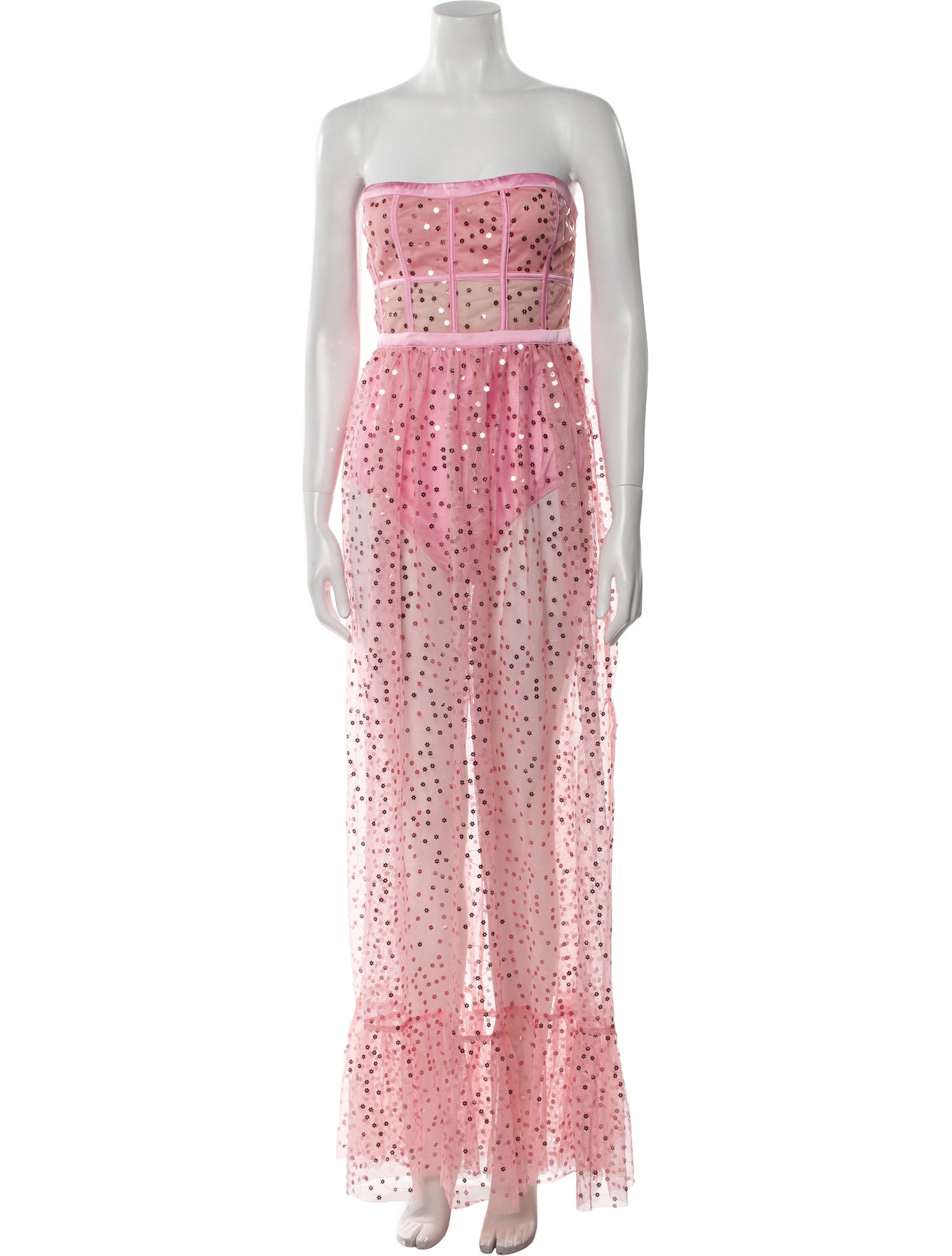 For Love & Lemons Polka Dot Print Long Dress