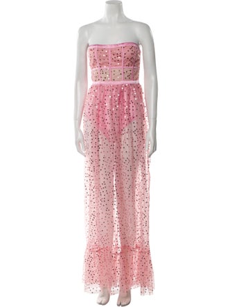 For Love & Lemons Polka Dot Print Long Dress