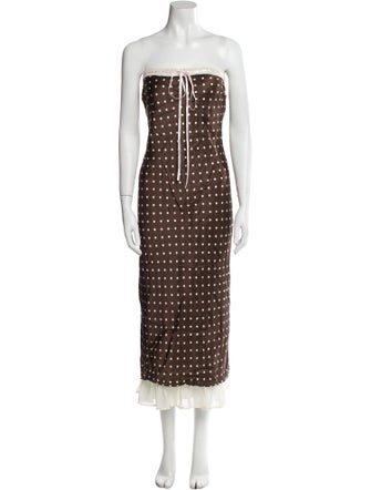 For Love & Lemons Polka Dot Print Midi Length Dress