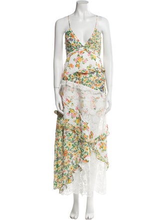 For Love & Lemons Floral Print Midi Length Dress