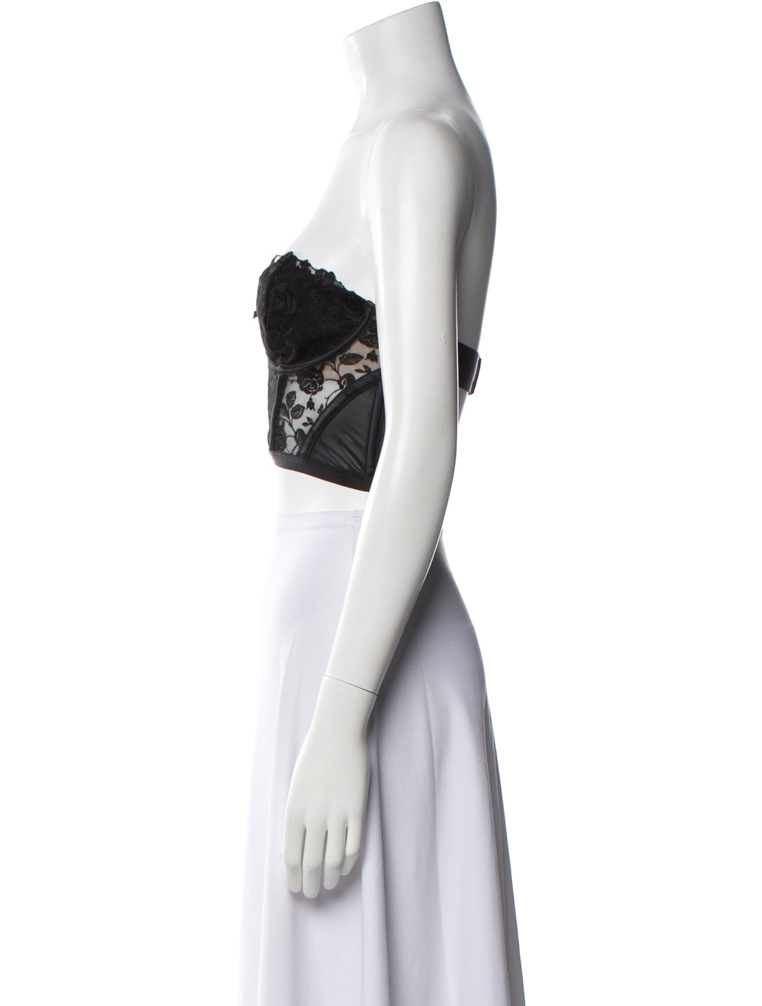 For Love & Lemons Lace Pattern Strapless Crop Top