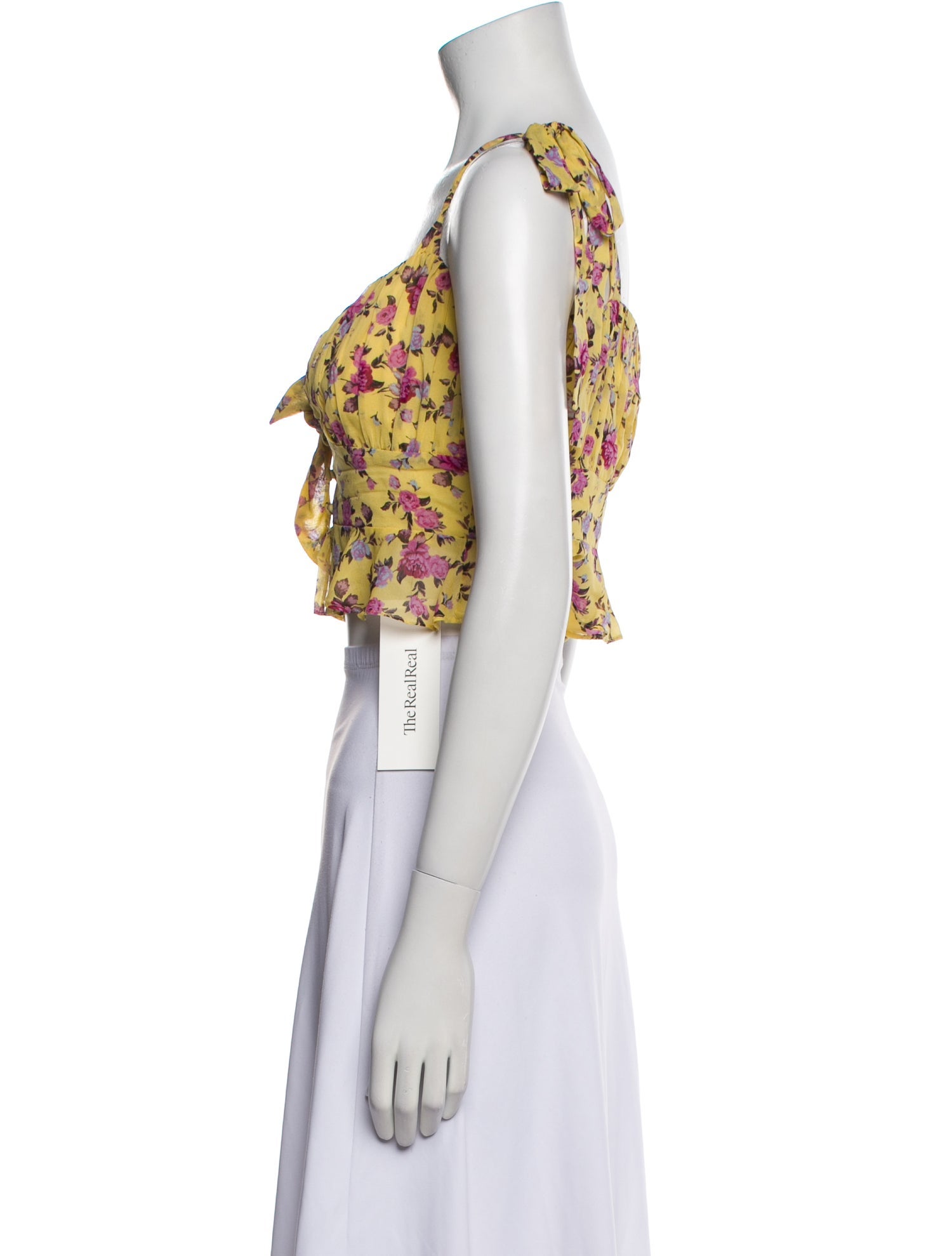 For Love & Lemons Silk Floral Print Crop Top